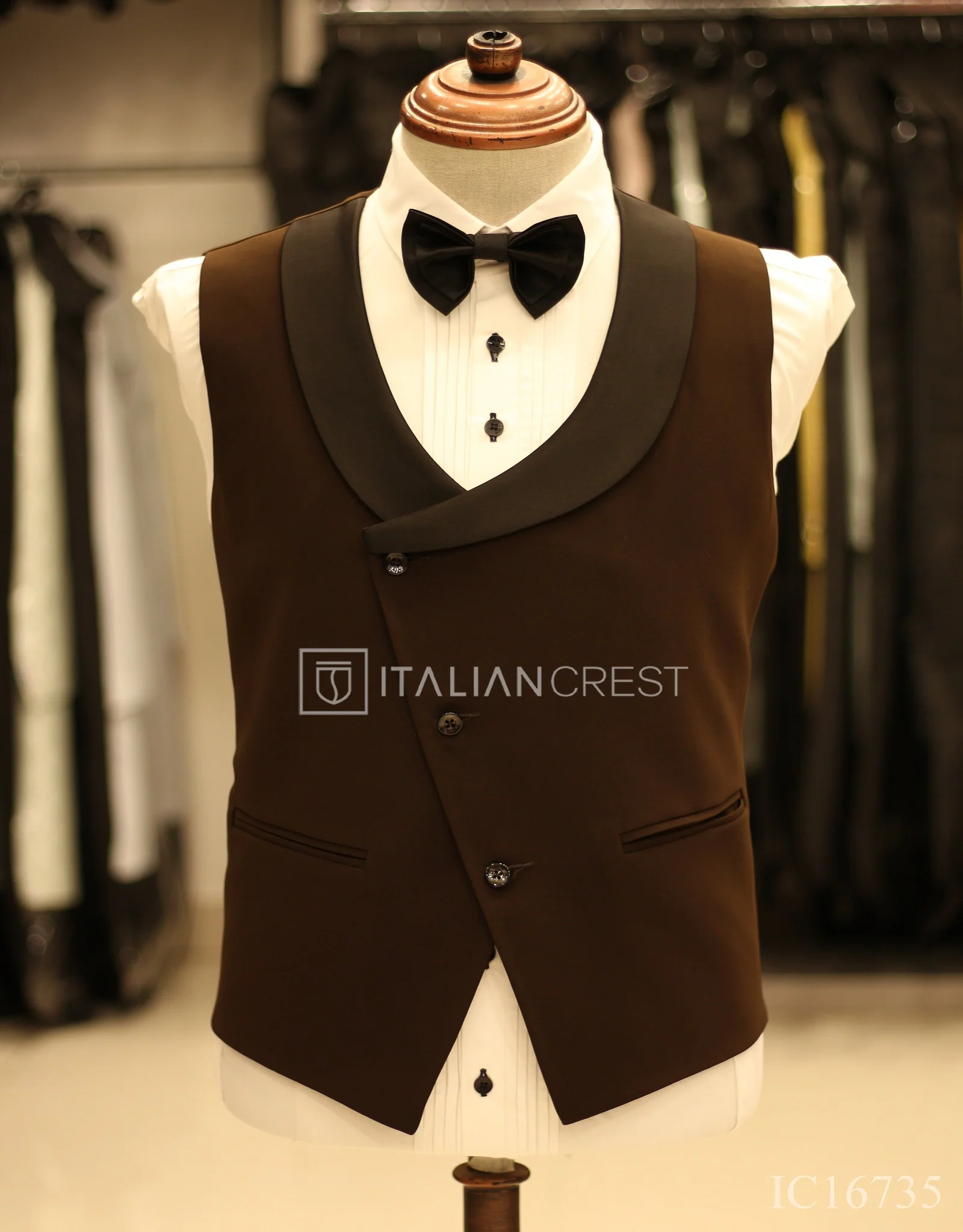 Dark Brown 3-Piece Tuxedo Suit - Image 3