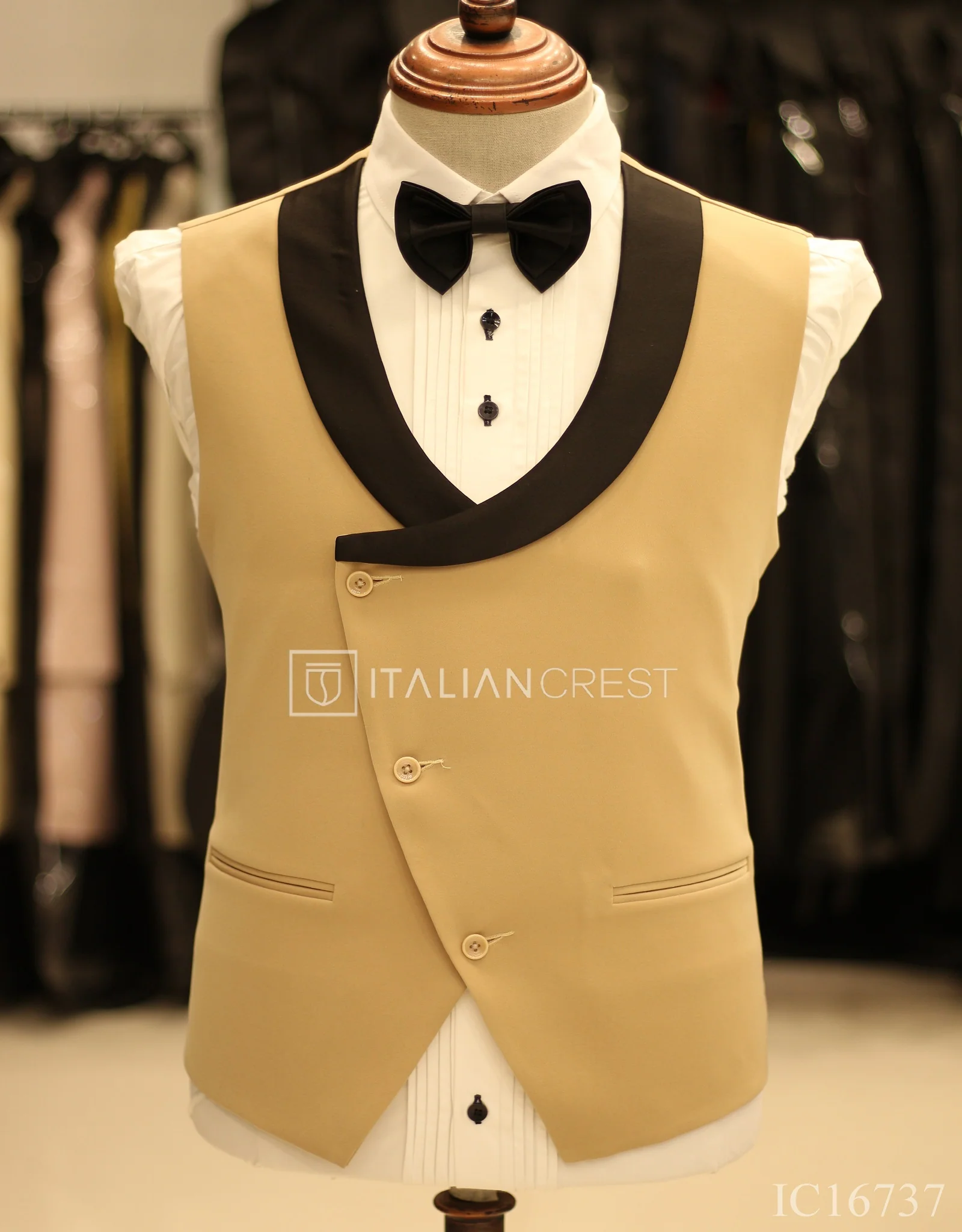 Dark Beige 3-Piece Tuxedo Suit - Image 2