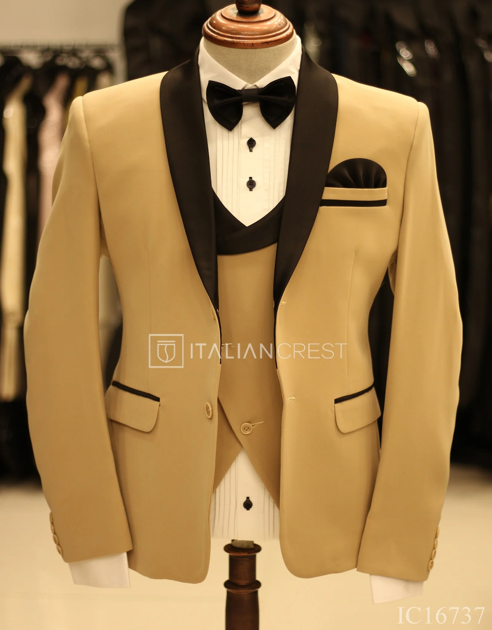 Dark Beige 3-Piece Tuxedo Suit - Image 3