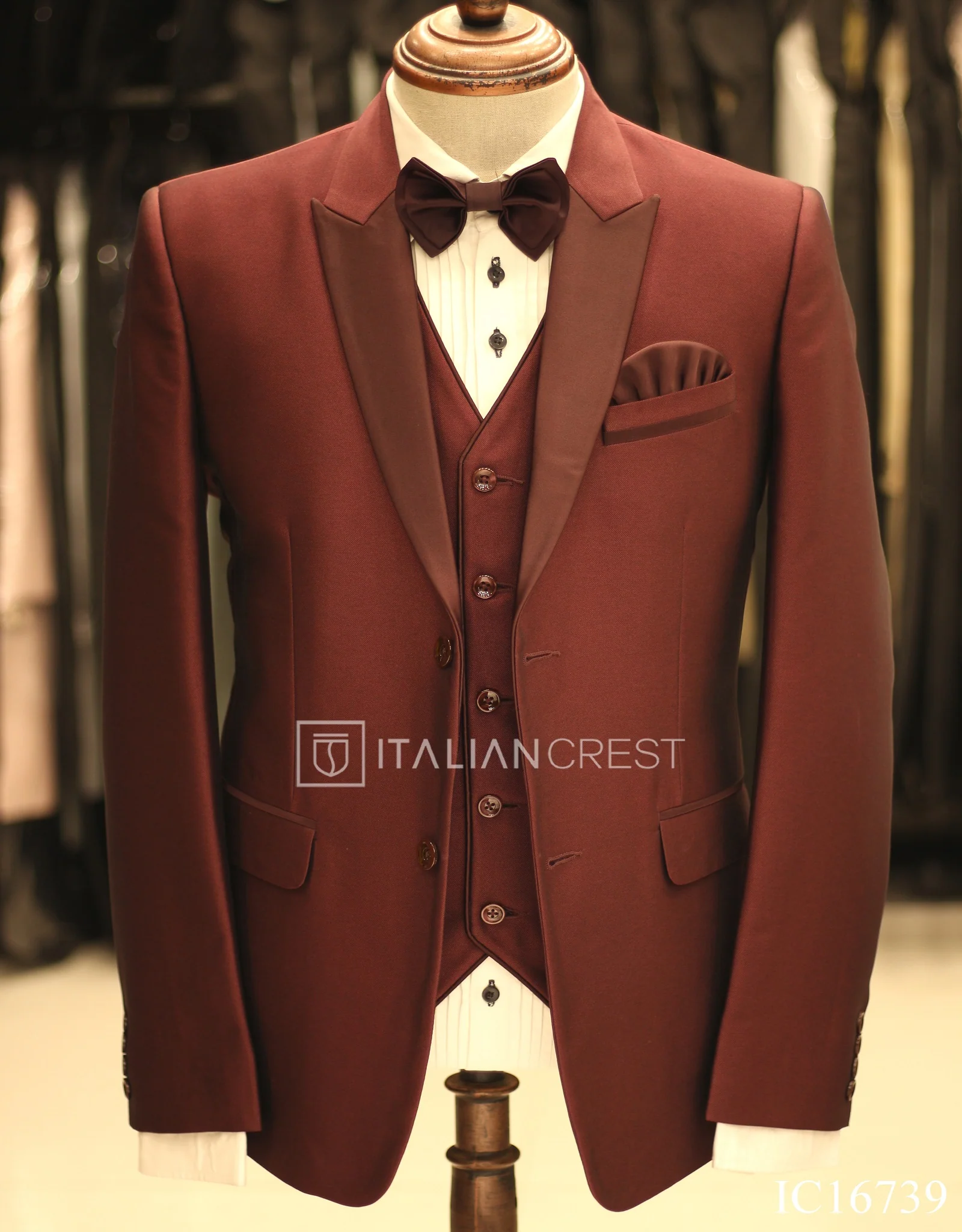 Maroon 3-Piece Tuxedo Suit - Image 3