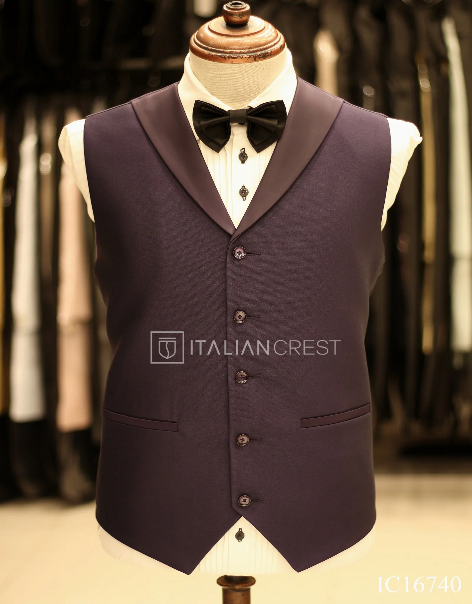 Dark Purple 3-Piece Tuxedo Suit - Image 2
