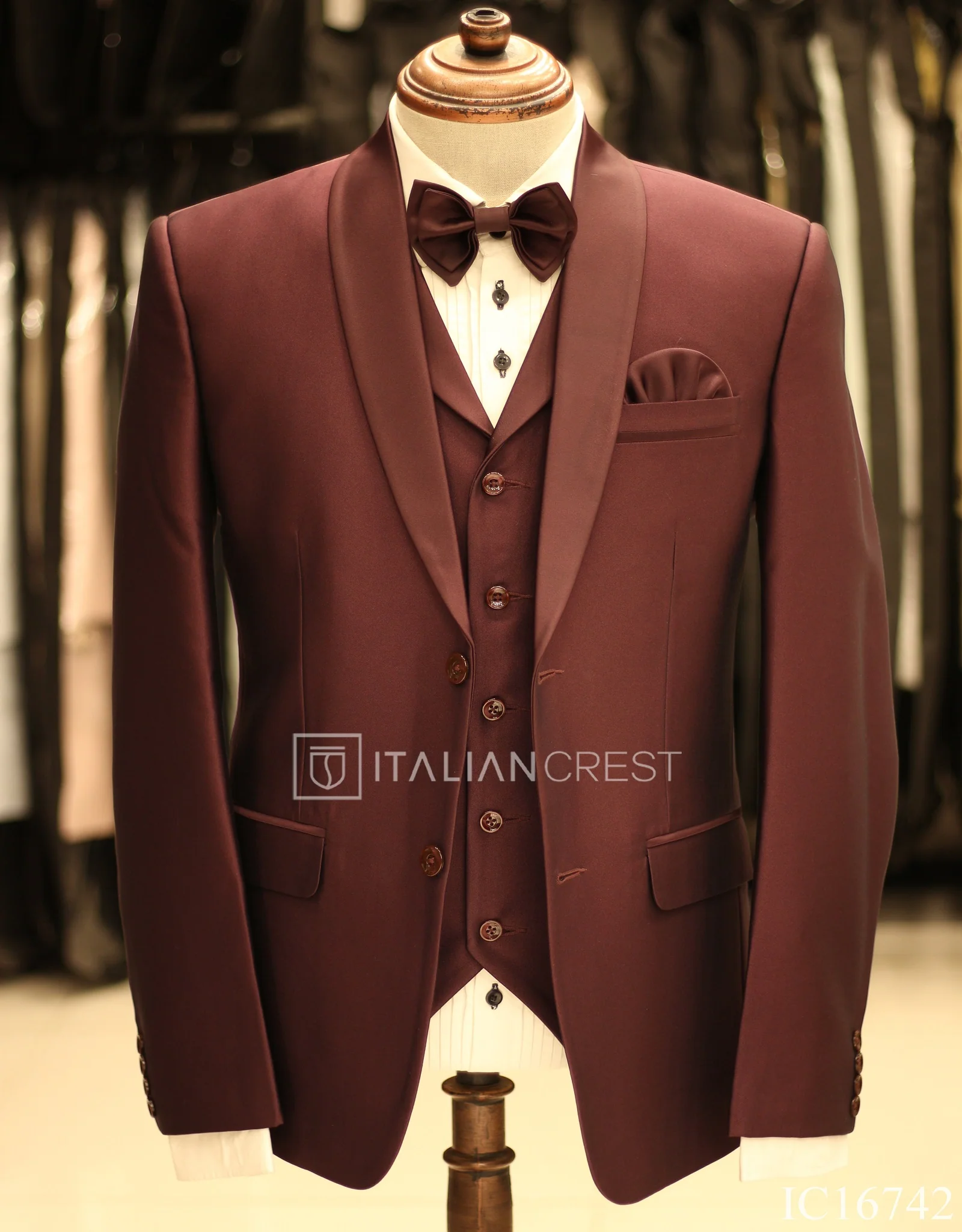 Wine 3-Piece Tuxedo Suit - Image 3