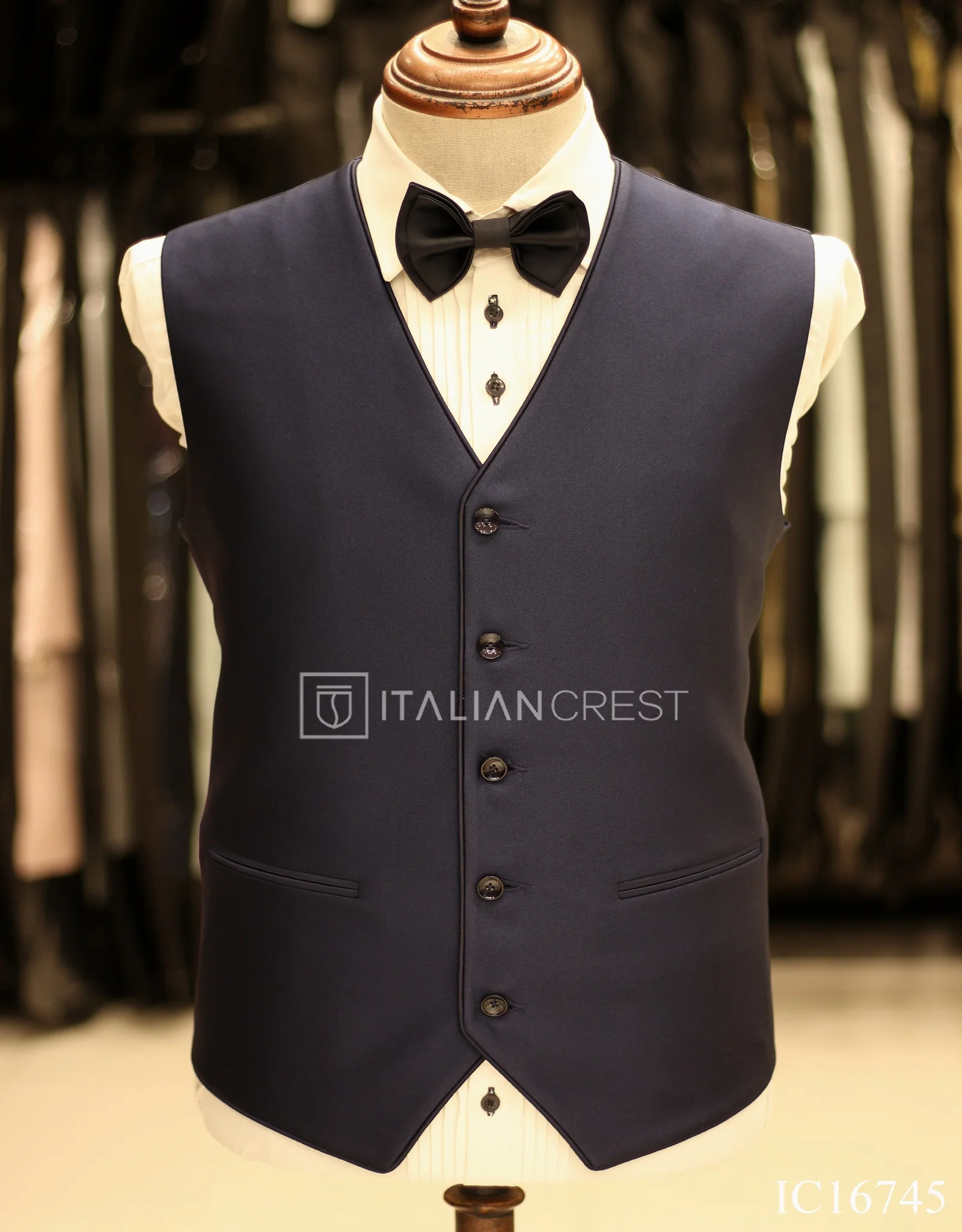 Navy Blue 3-Piece Tuxedo Suit - Image 2