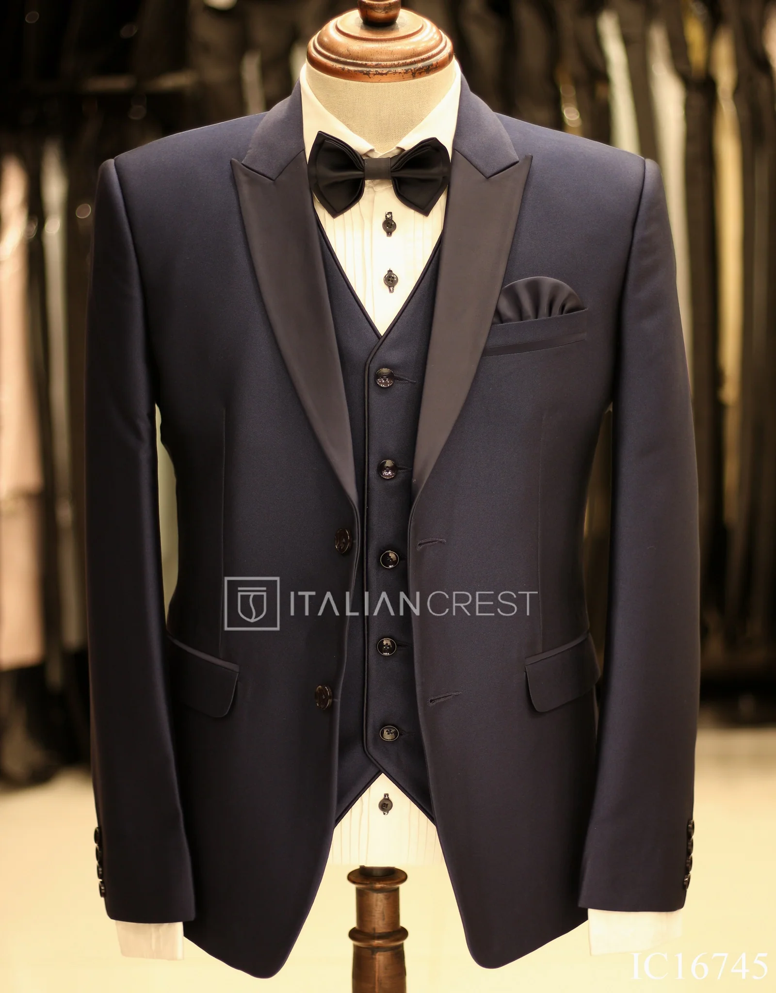 Navy Blue 3-Piece Tuxedo Suit - Image 3