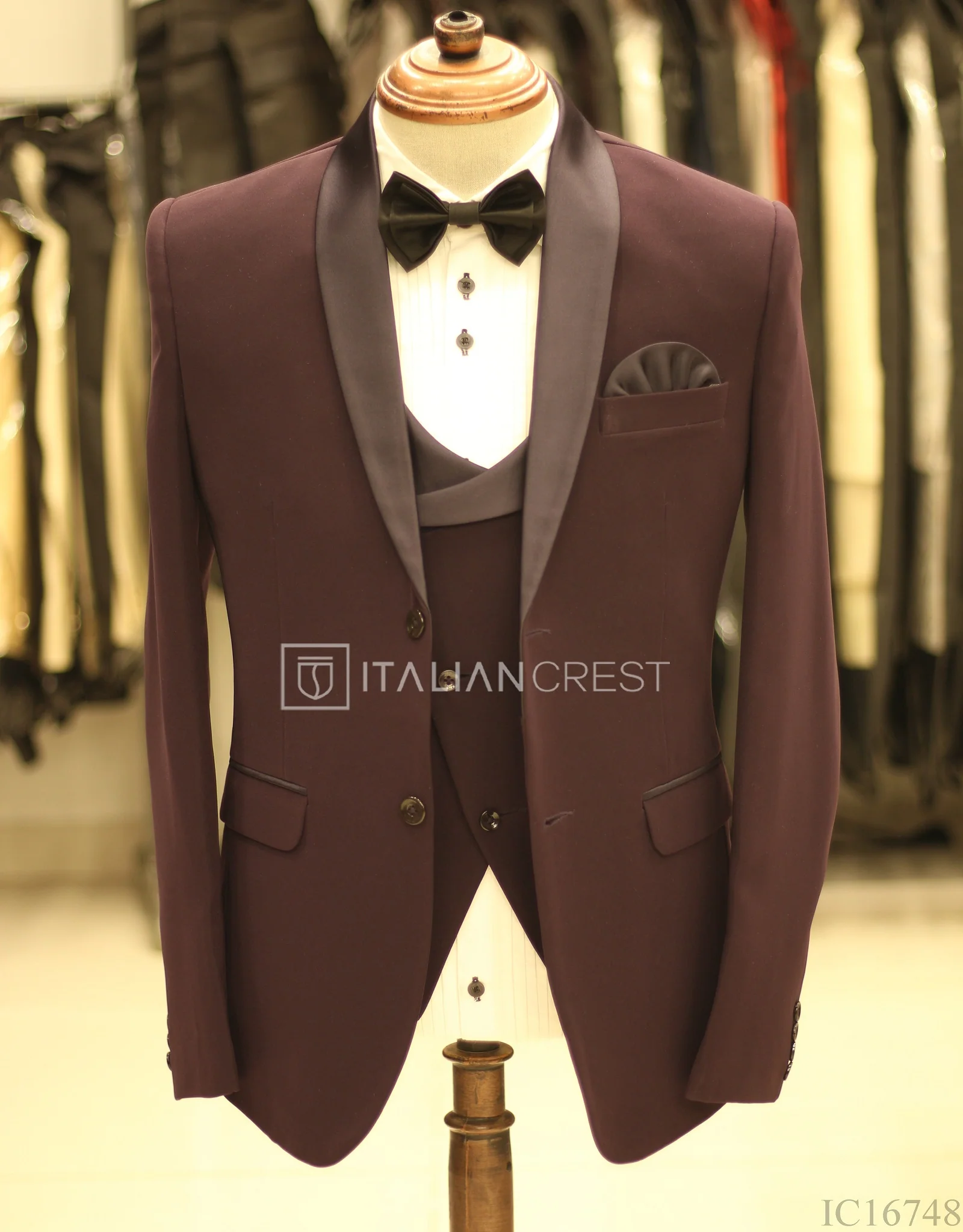 Dark Purple 3-Piece Tuxedo Suit - Image 3