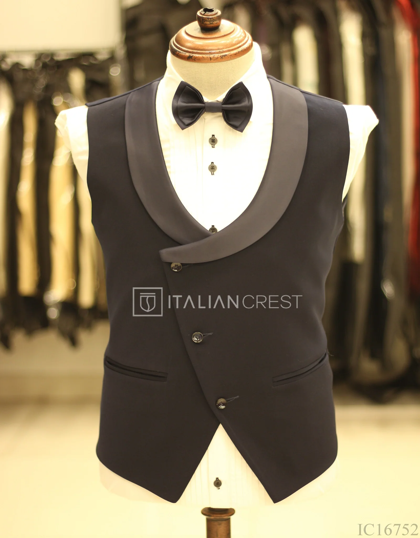 Navy Blue 3-Piece Tuxedo Suit - Image 3