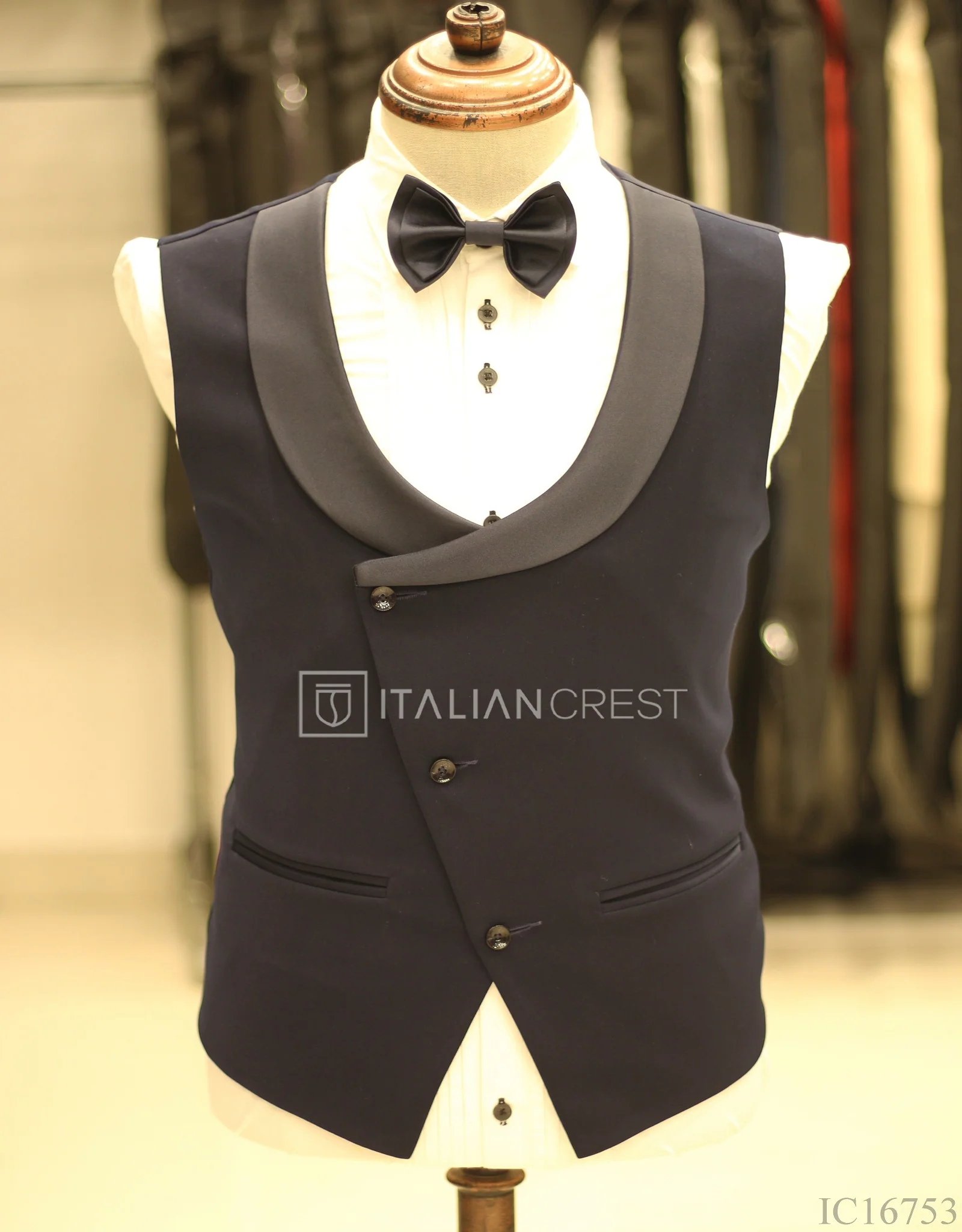 Navy Blue 3-Piece Tuxedo Suit - Image 2
