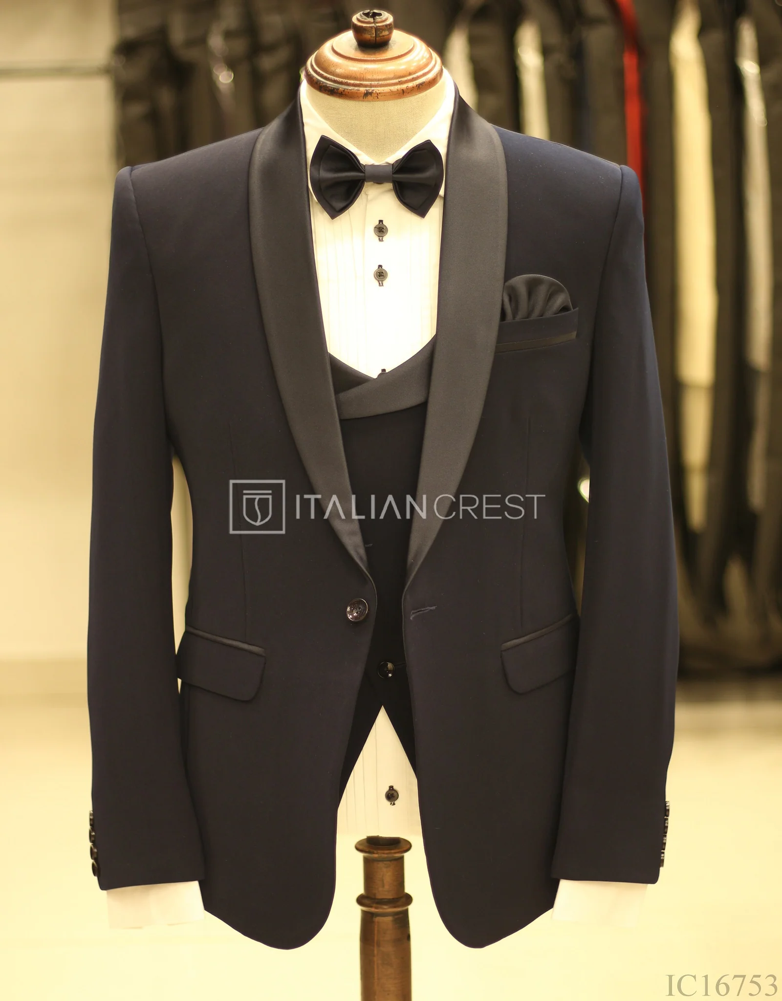 Navy Blue 3-Piece Tuxedo Suit - Image 3