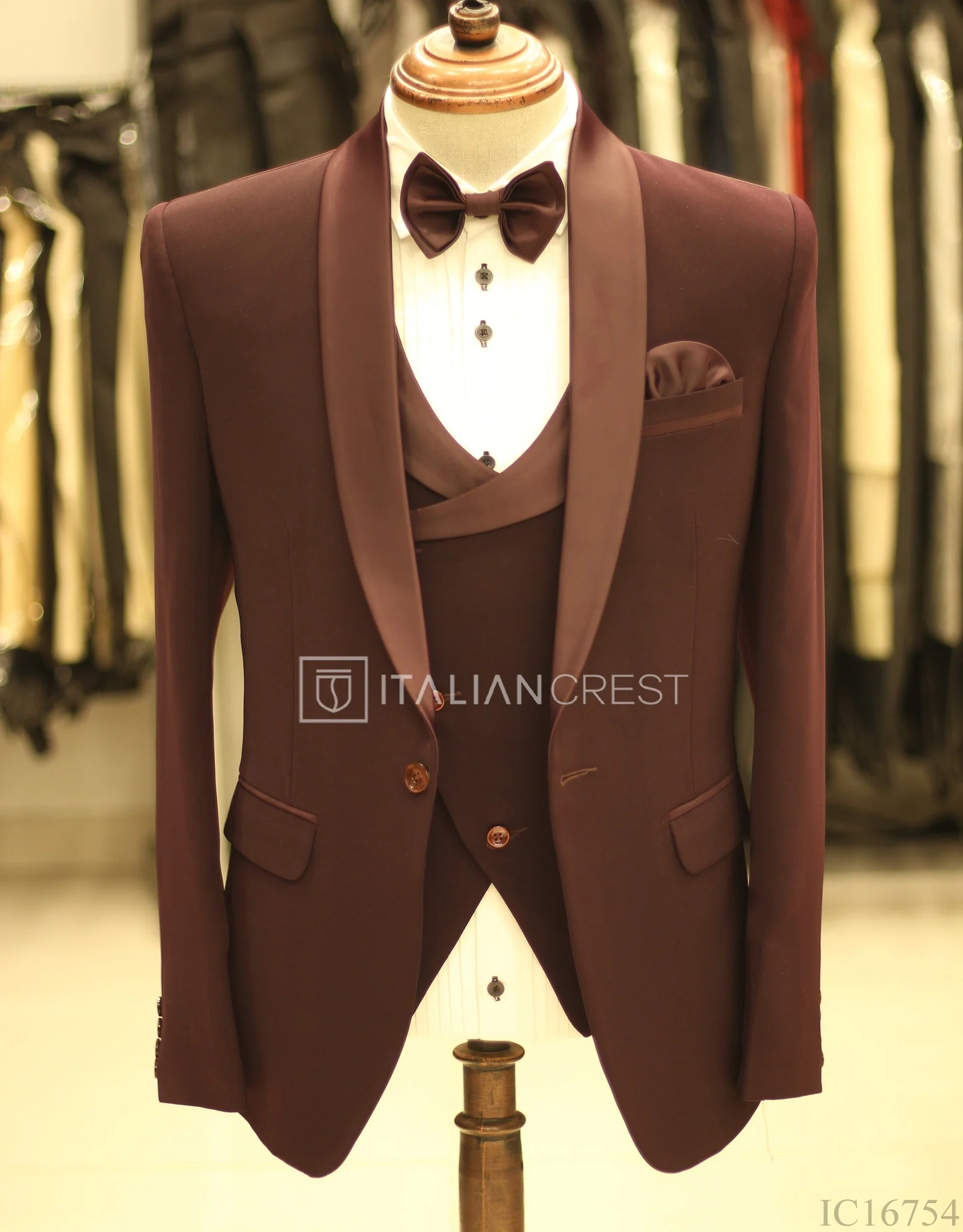 Wine 3-Piece Tuxedo Suit - Image 3