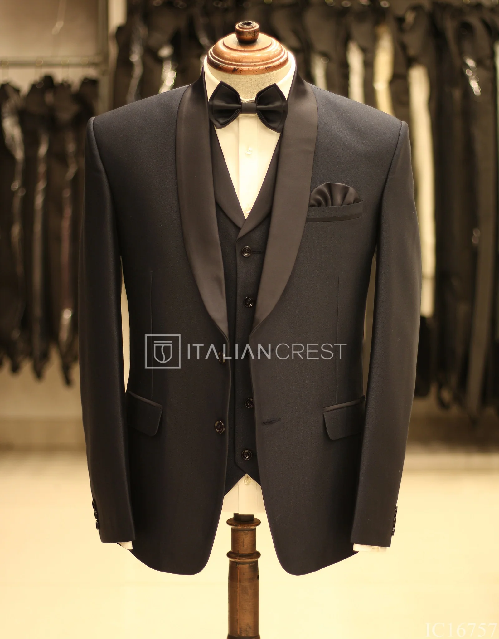 Navy Blue 3-Piece Tuxedo Suit - Image 3