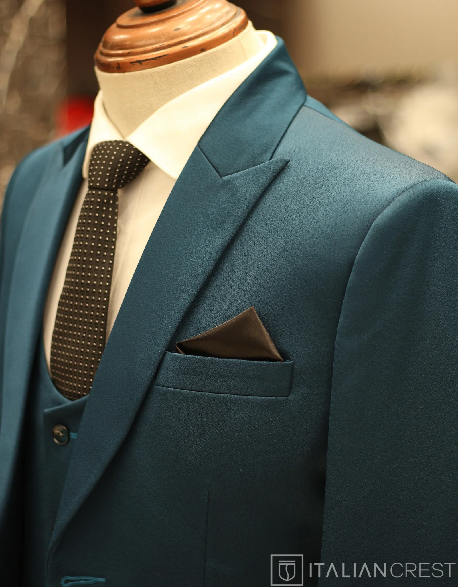 Blue 3-Piece Peak Lapel Suit