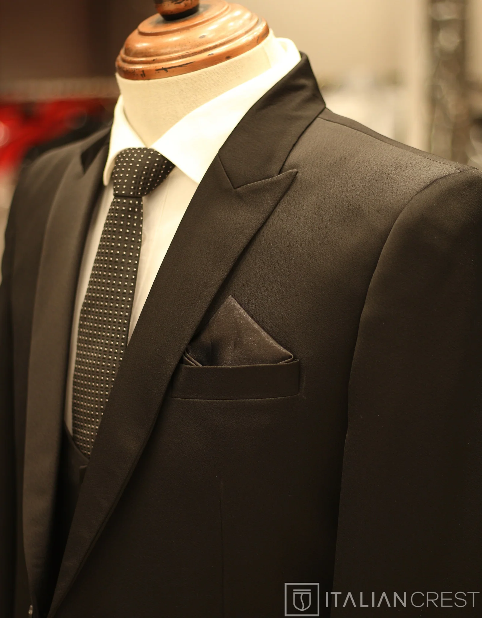 Black 3-Piece Peak Lapel Suit