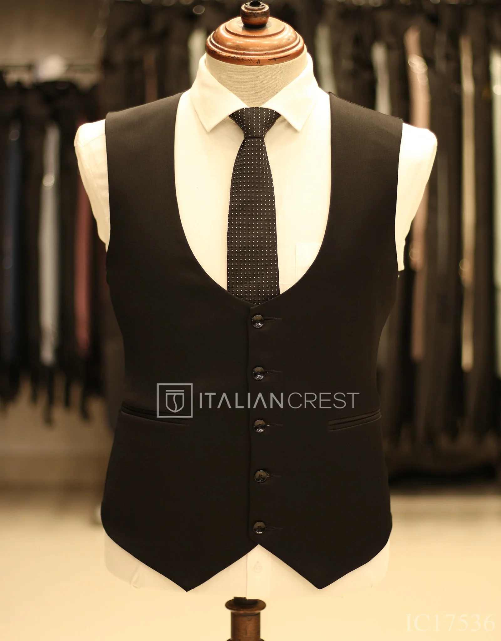 Black 3-Piece Peak Lapel Suit - Image 2