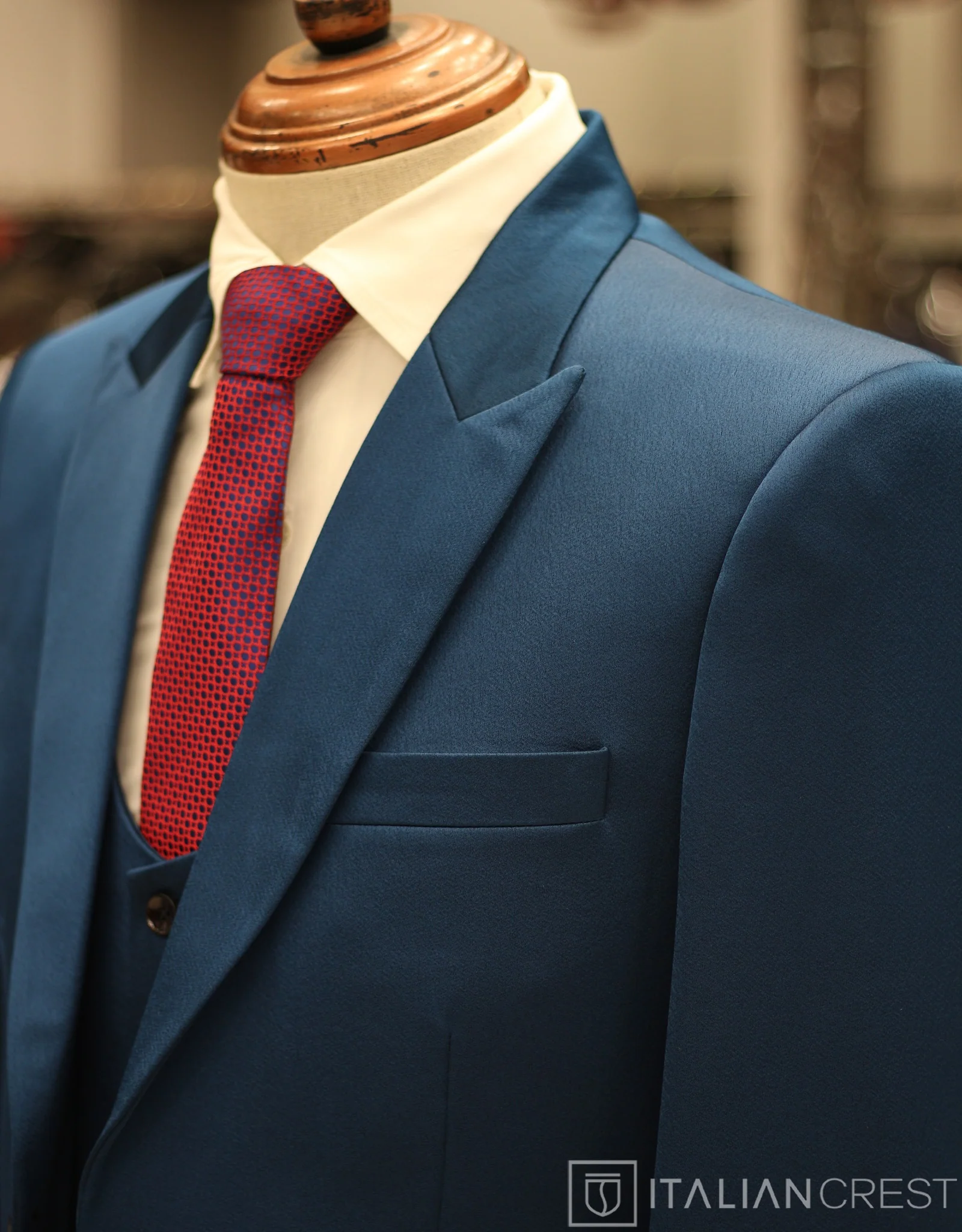 Blue 3-Piece Peak Lapel Suit