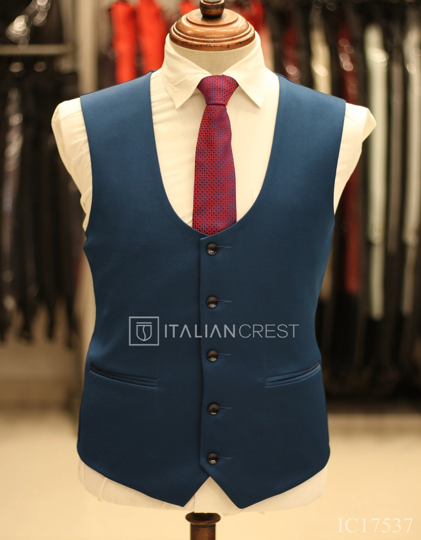 Blue 3-Piece Peak Lapel Suit - Image 2