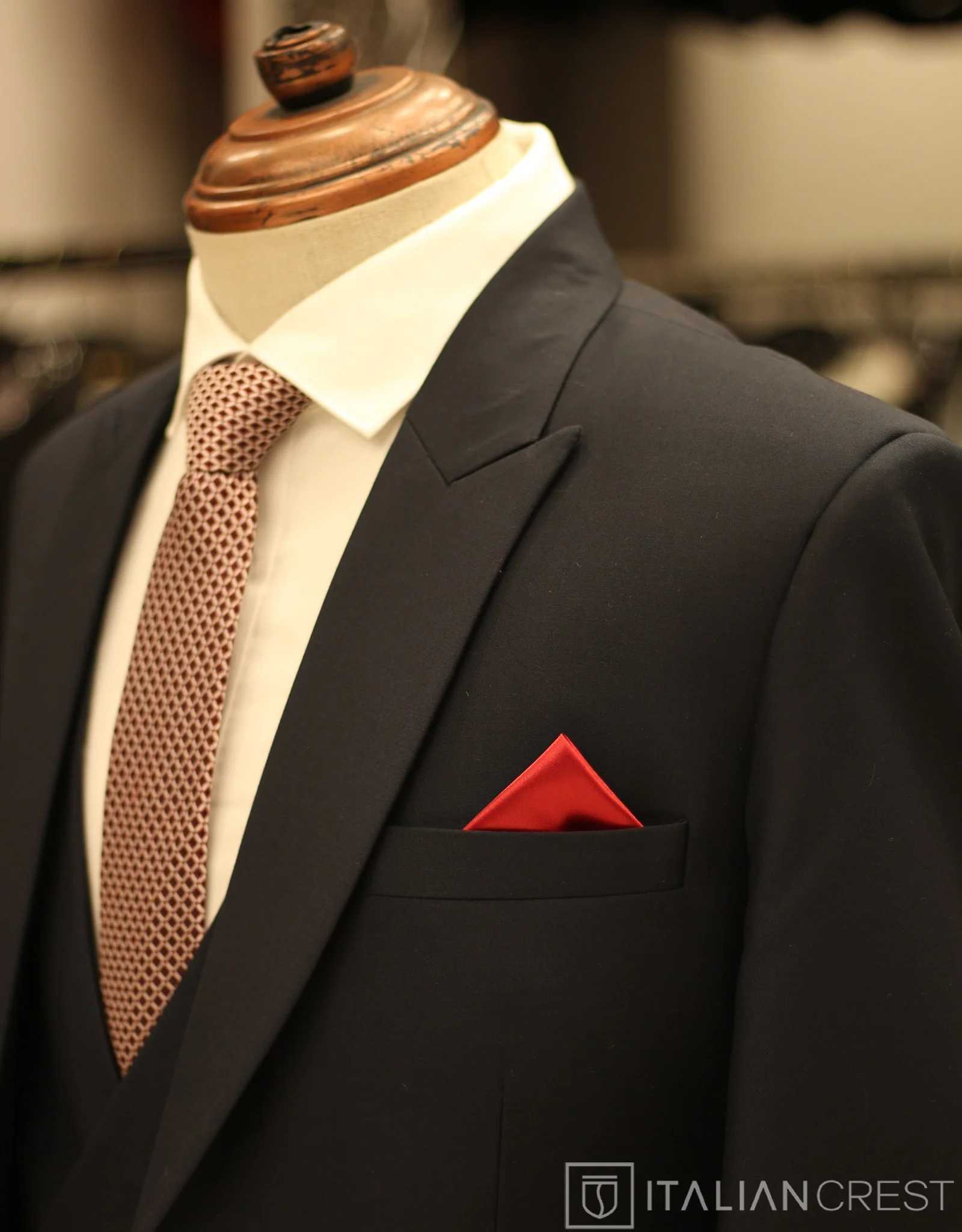 Navy Blue 3-Piece Peak Lapel Suit
