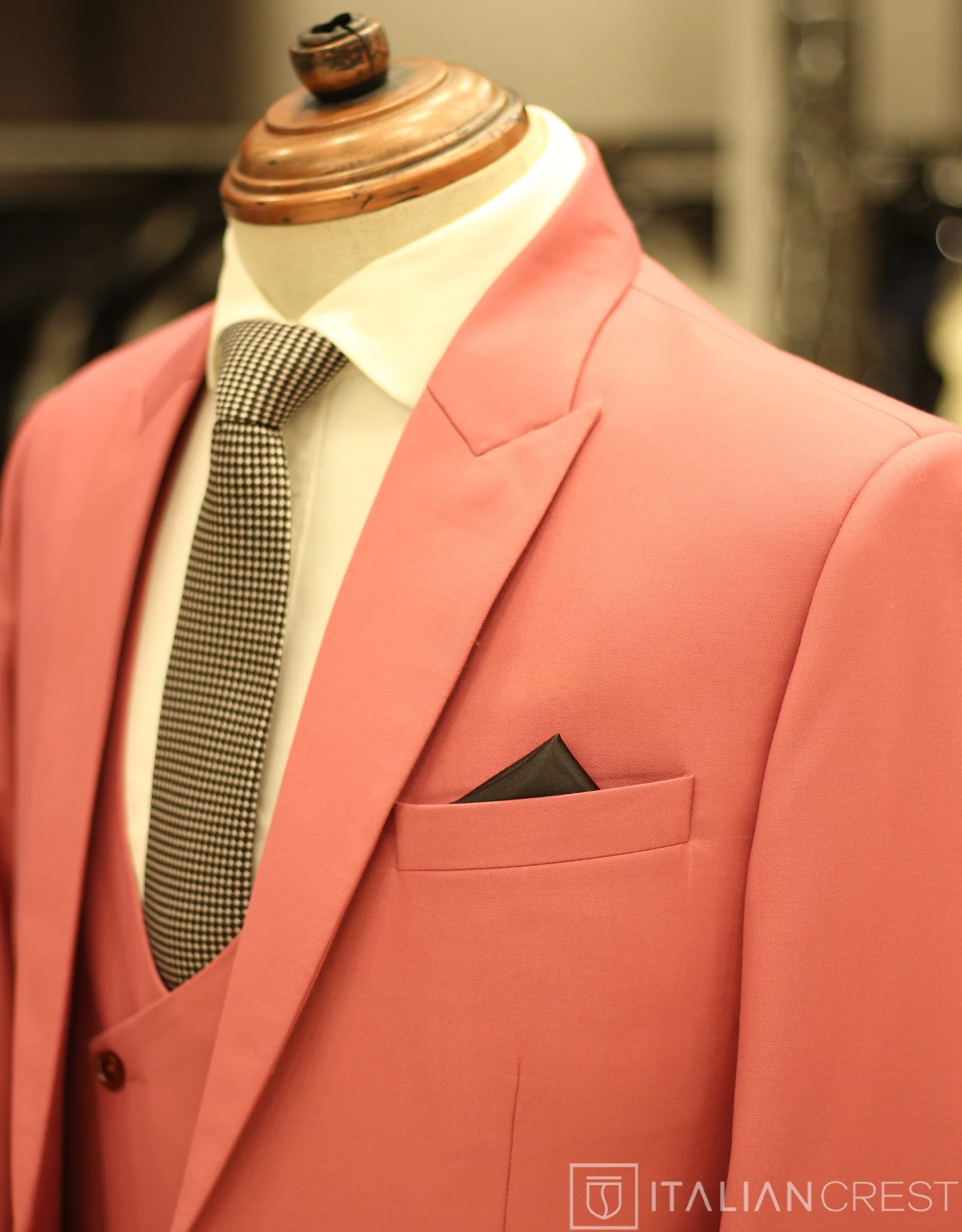 Pink 3-Piece Peak Lapel Suit