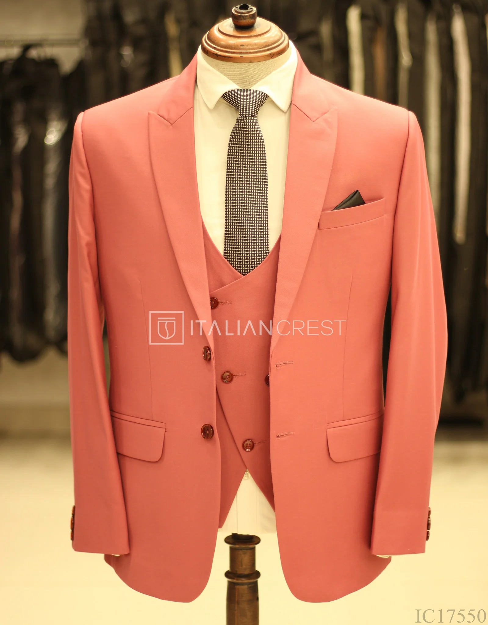Pink 3-Piece Peak Lapel Suit - Image 3