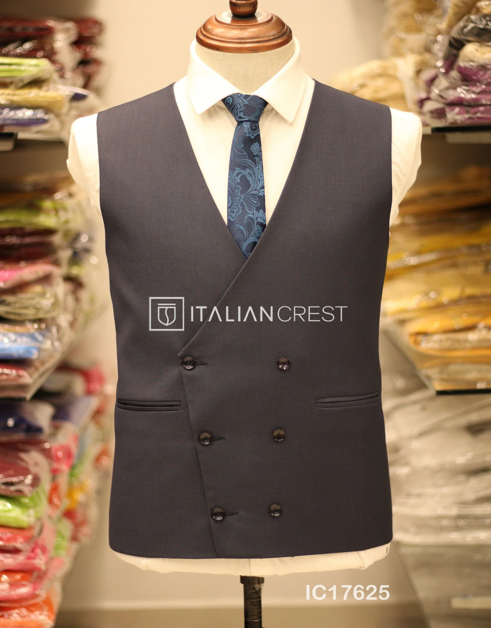 Blue 3-Piece Peak Lapel Suit - Image 2