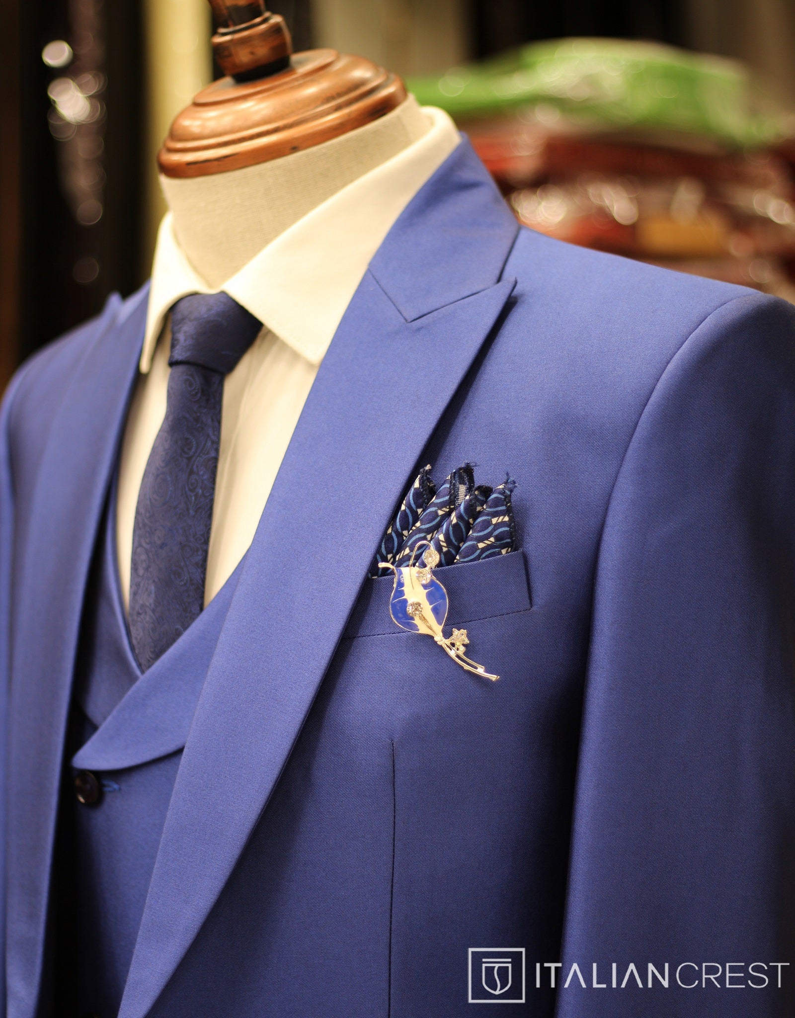 Royal Blue 3-Piece Peak Lapel Suit