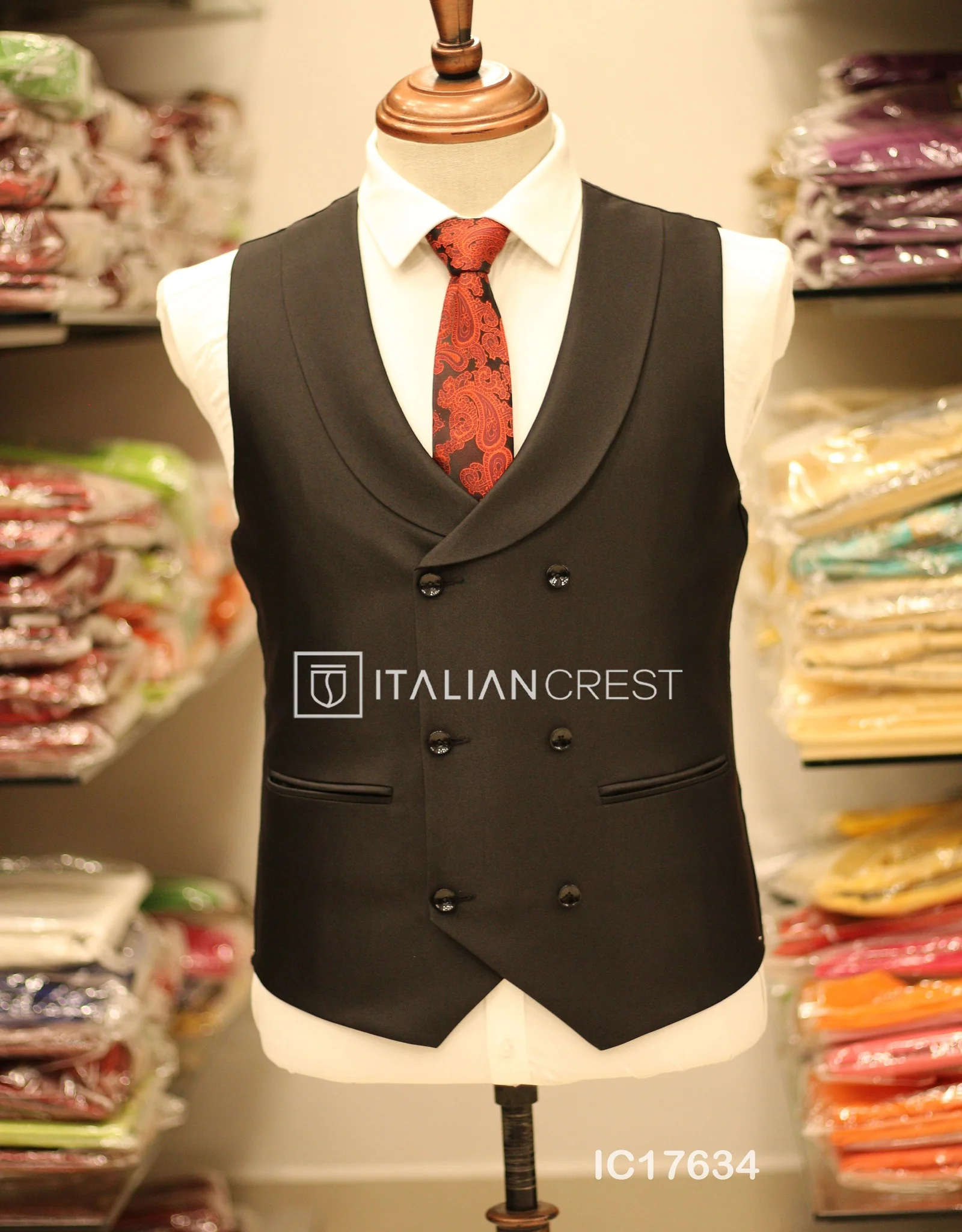 Black 3-Piece Peak Lapel Suit - Image 2