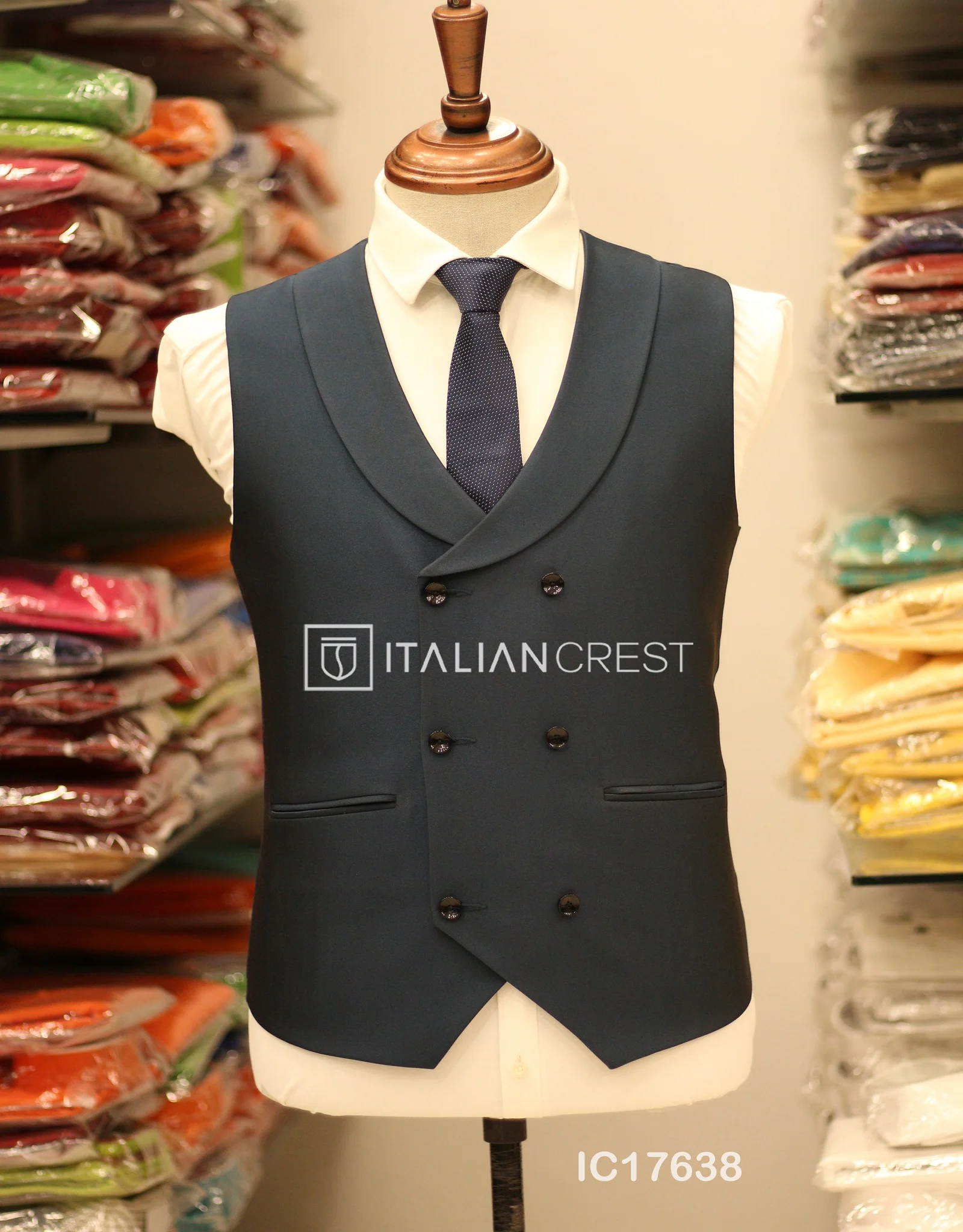 Blue 3-Piece Peak Lapel Suit - Image 2