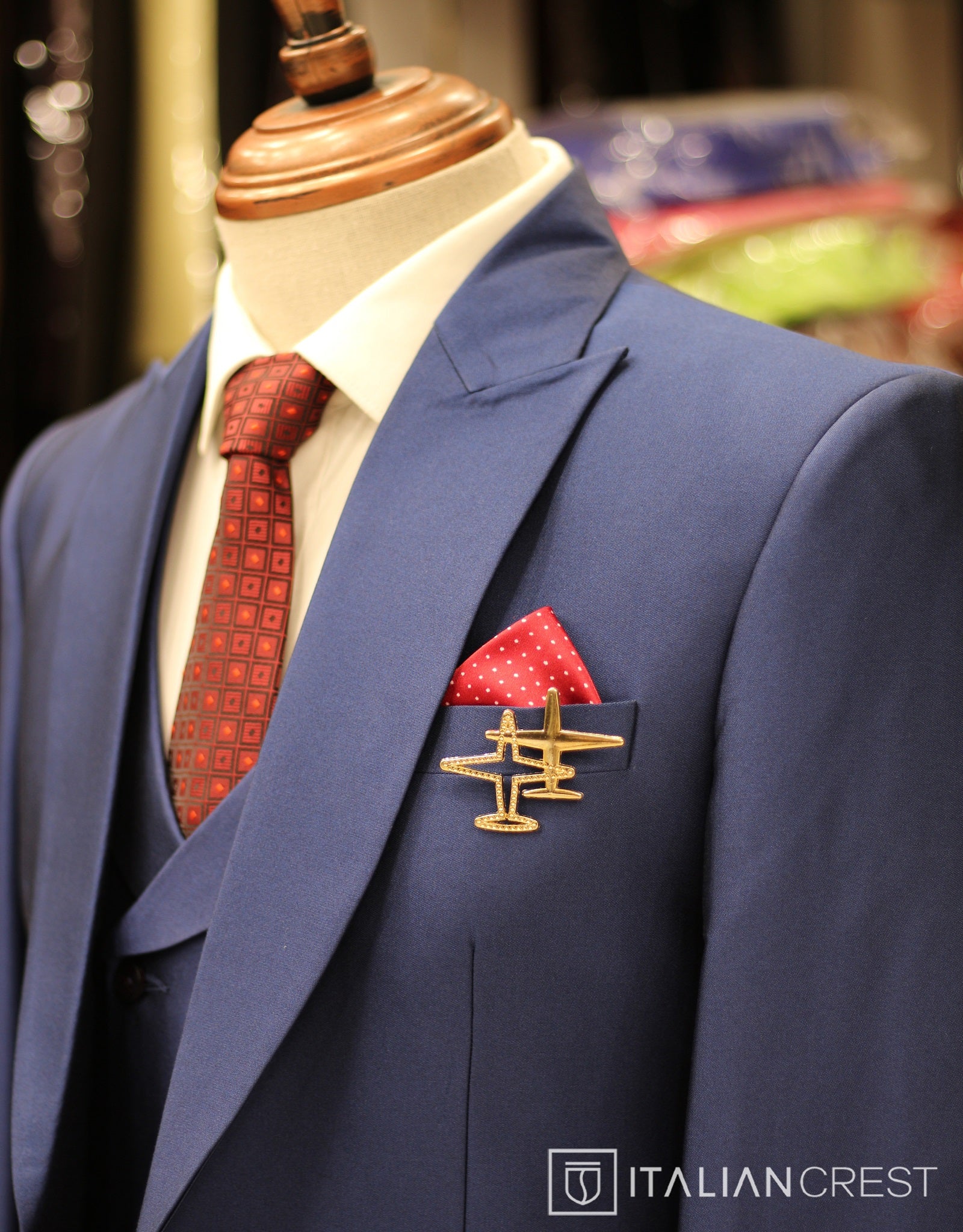 Blue 3-Piece Peak Lapel Suit - Image 2
