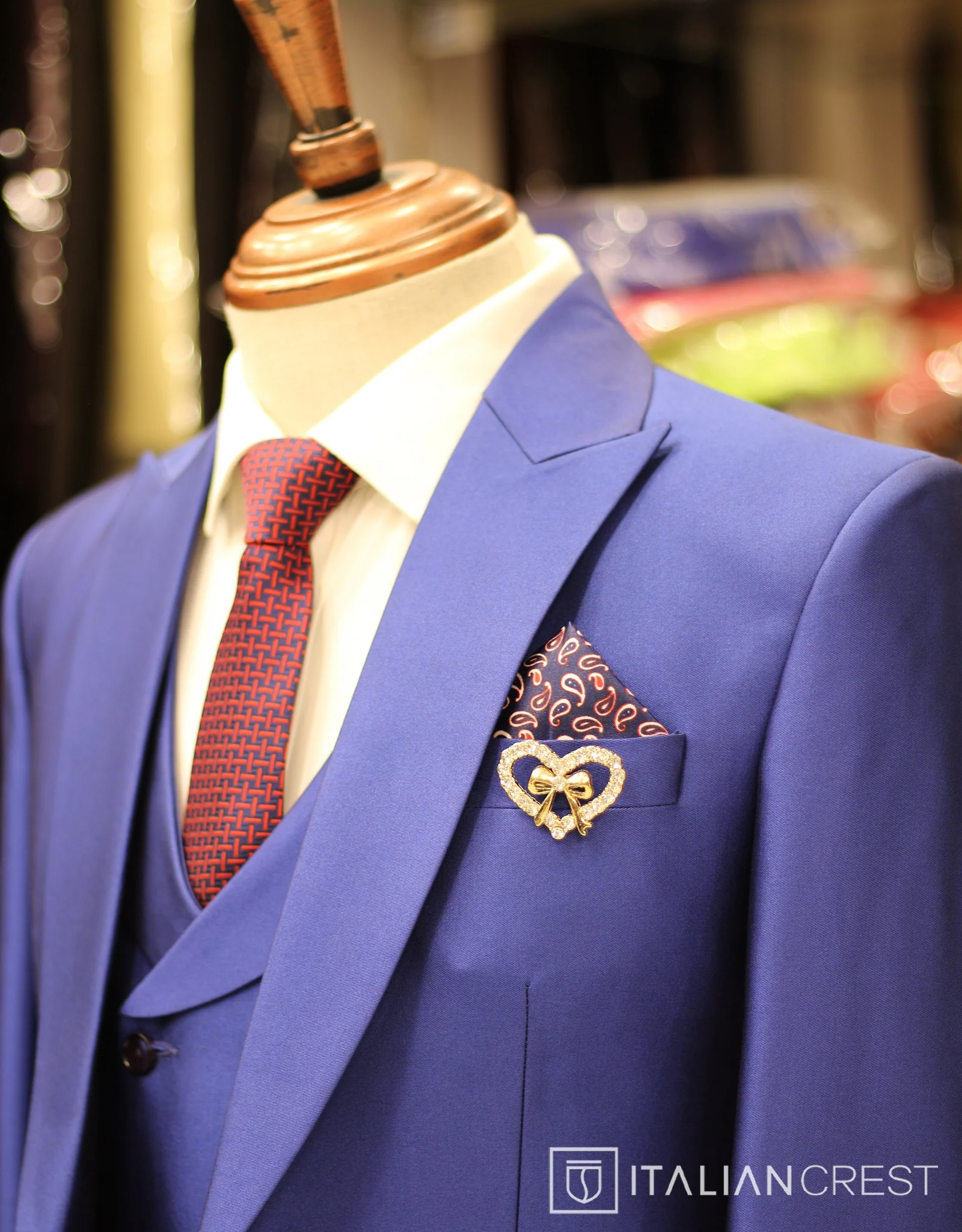 Royal Blue 3-Piece Peak Lapel Suit