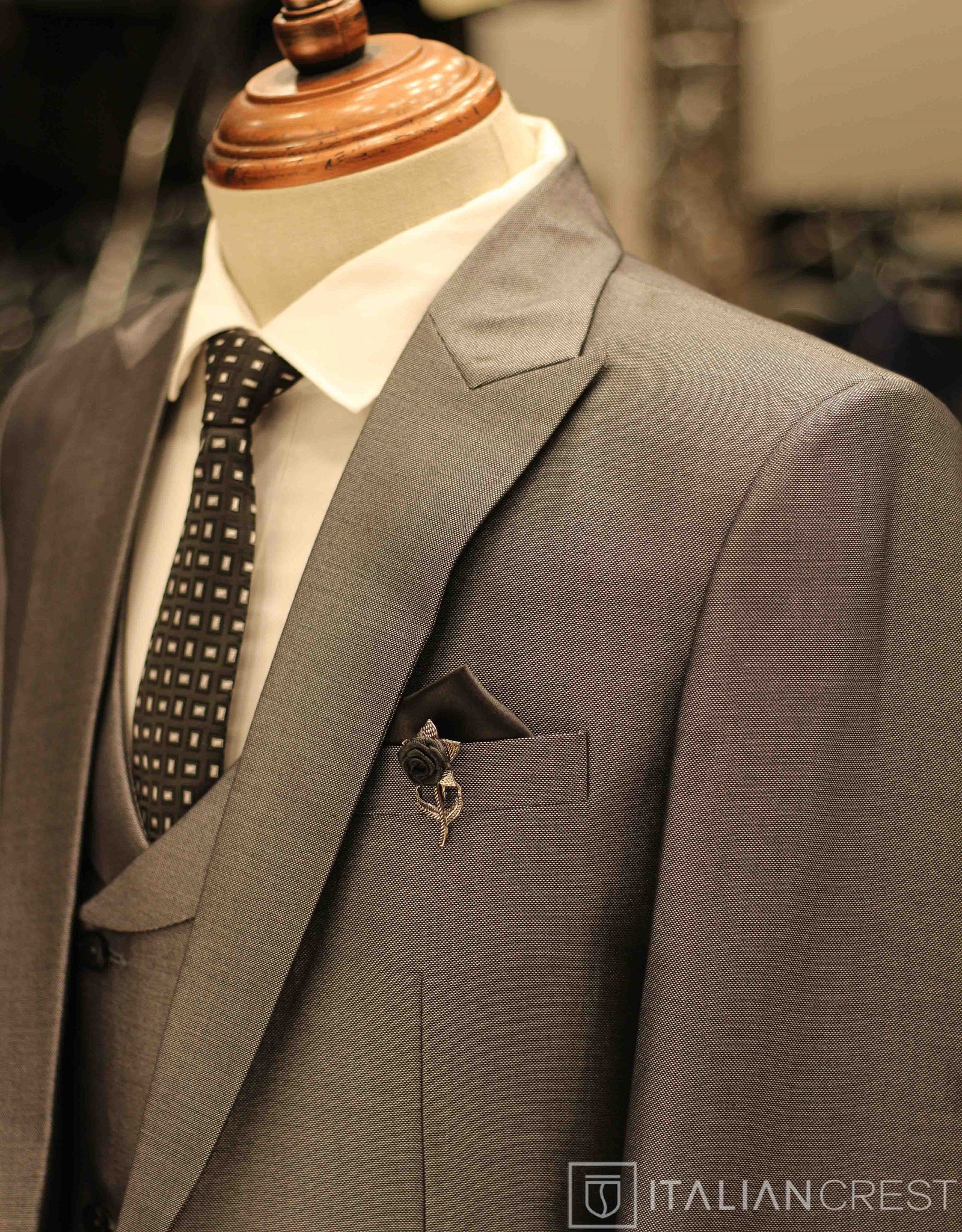Grey 3-Piece Peak Lapel Suit
