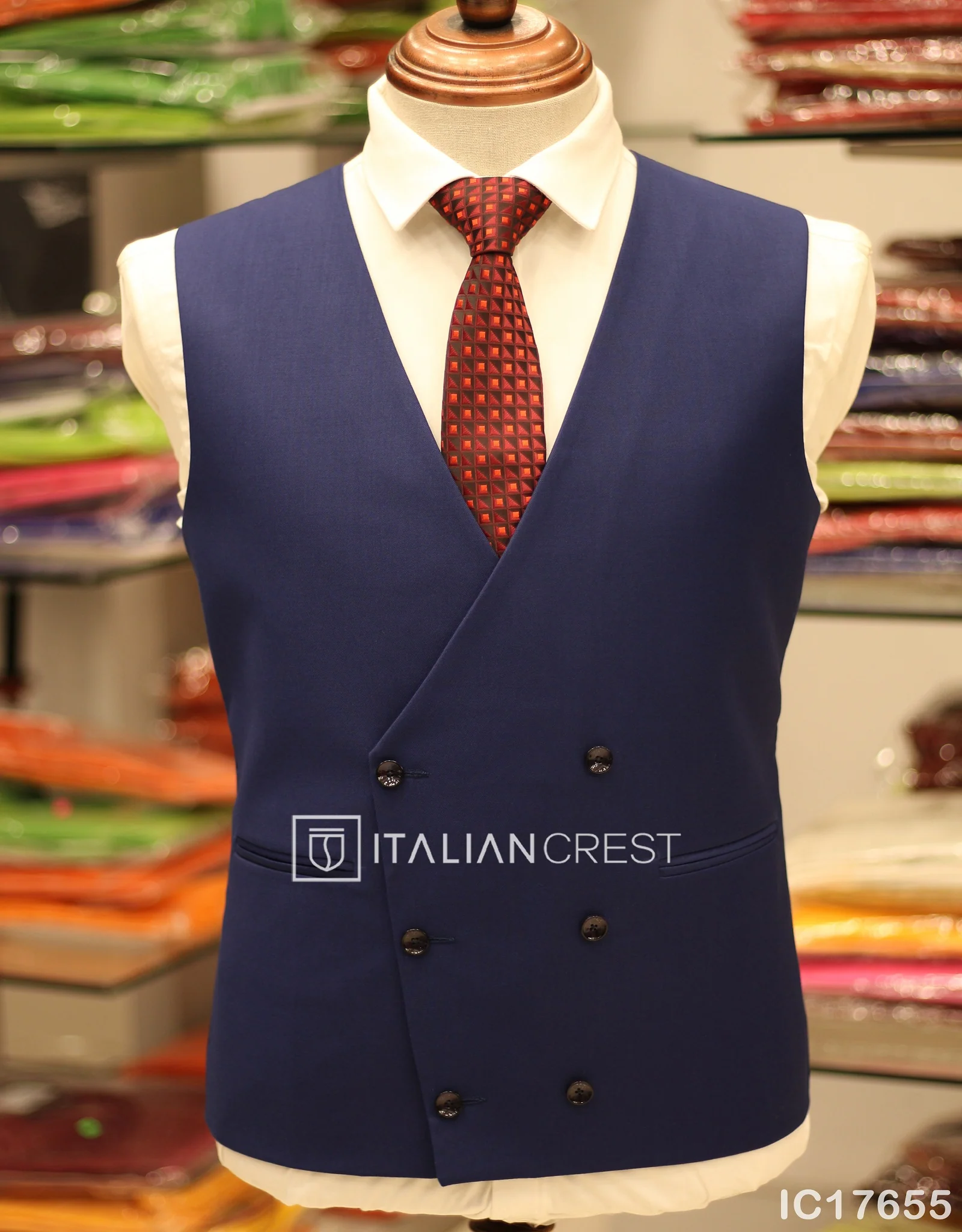 Blue 3-Piece Peak Lapel Suit - Image 4