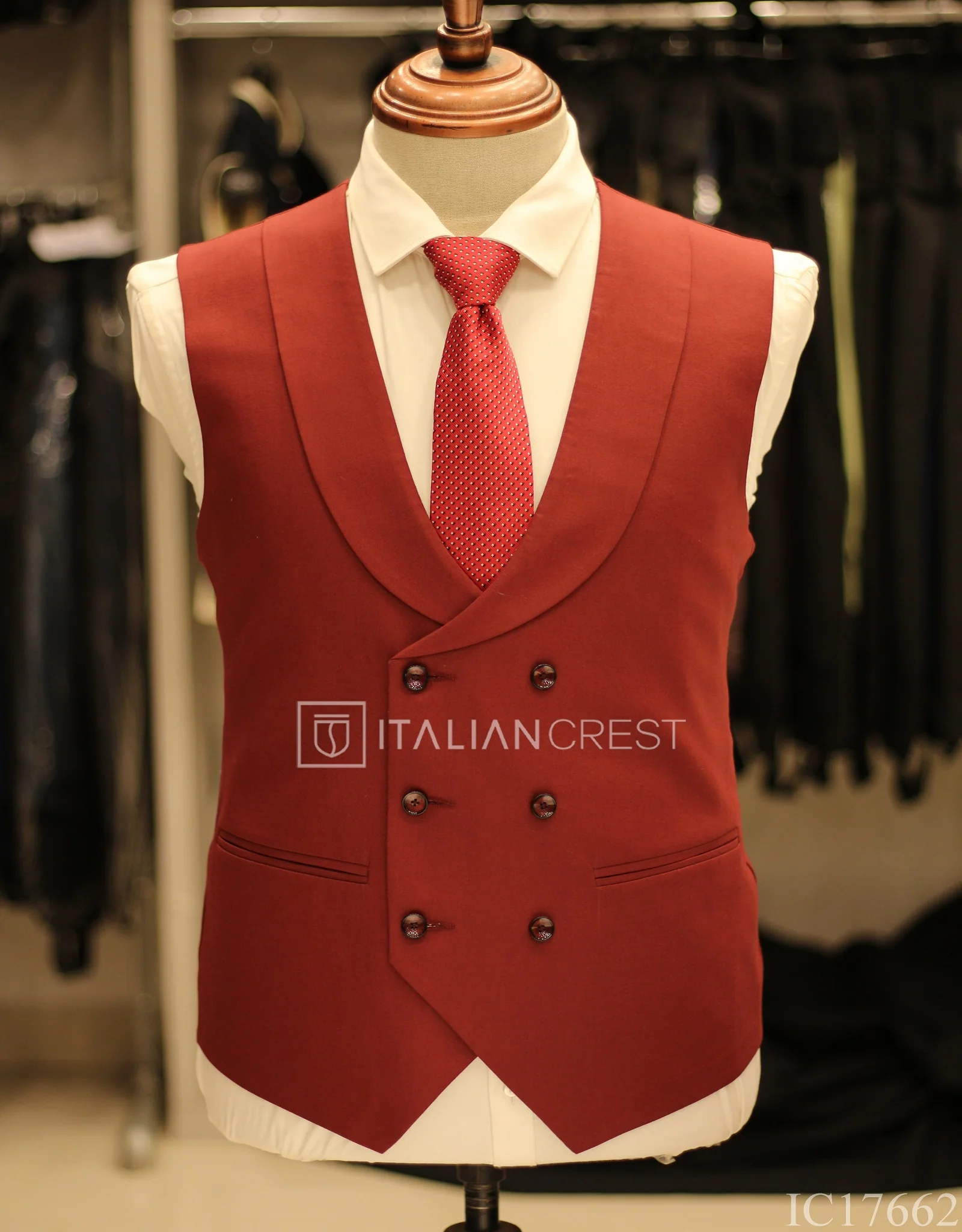Maroon 3-Piece Peak Lapel Suit - Image 2