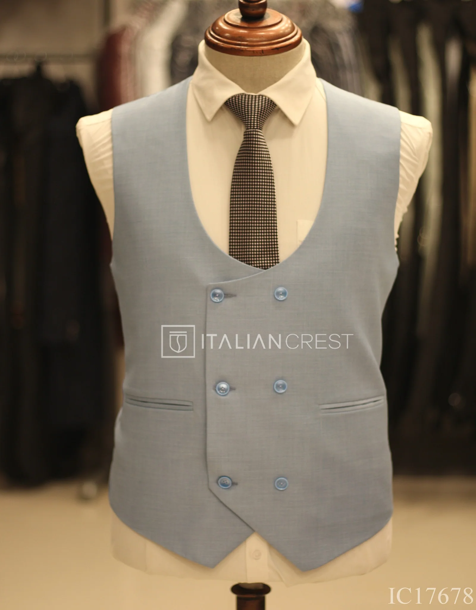 Light Blue 3-Piece Peak Lapel Suit - Image 2
