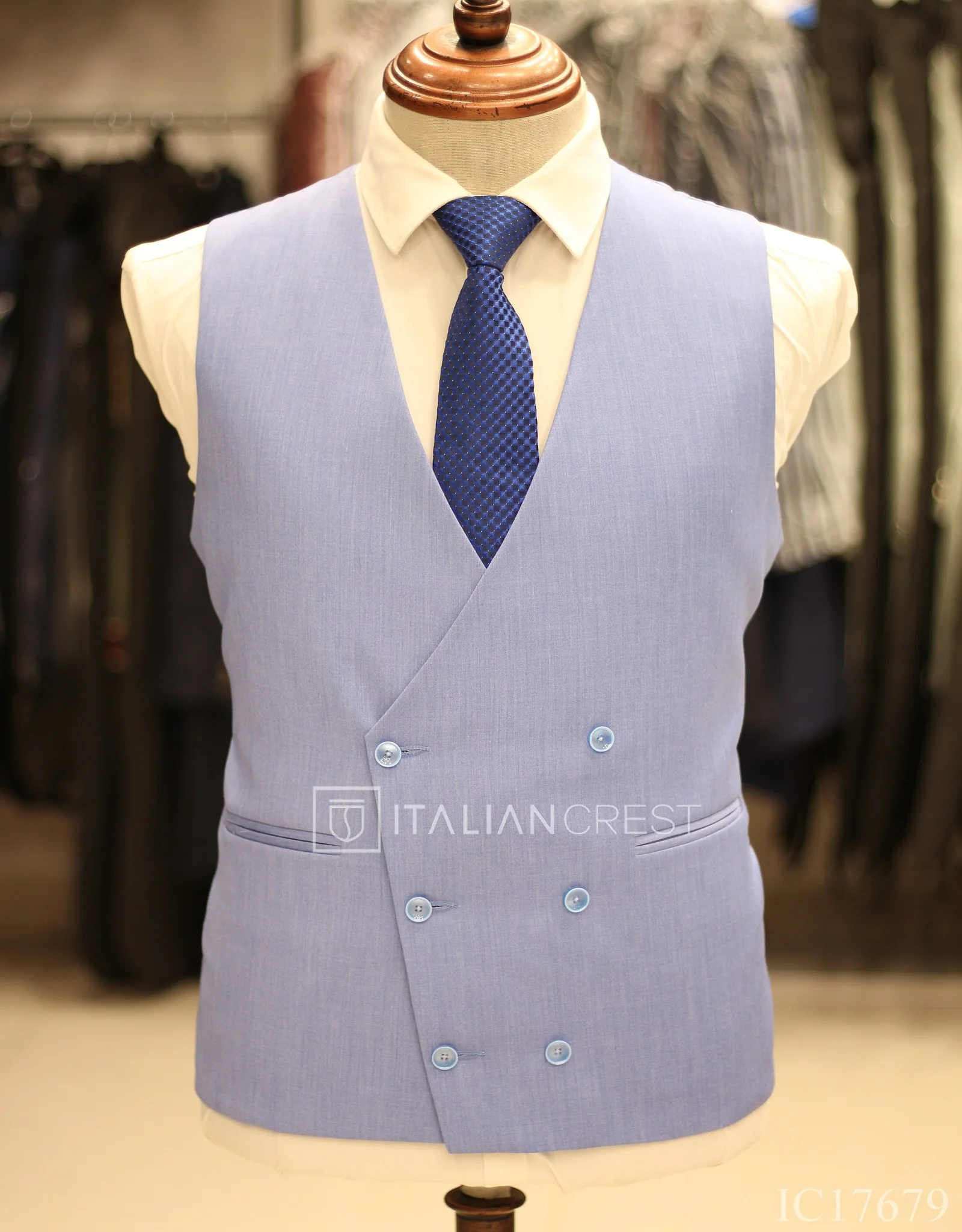 Light Blue 3-Piece Peak Lapel Suit - Image 2
