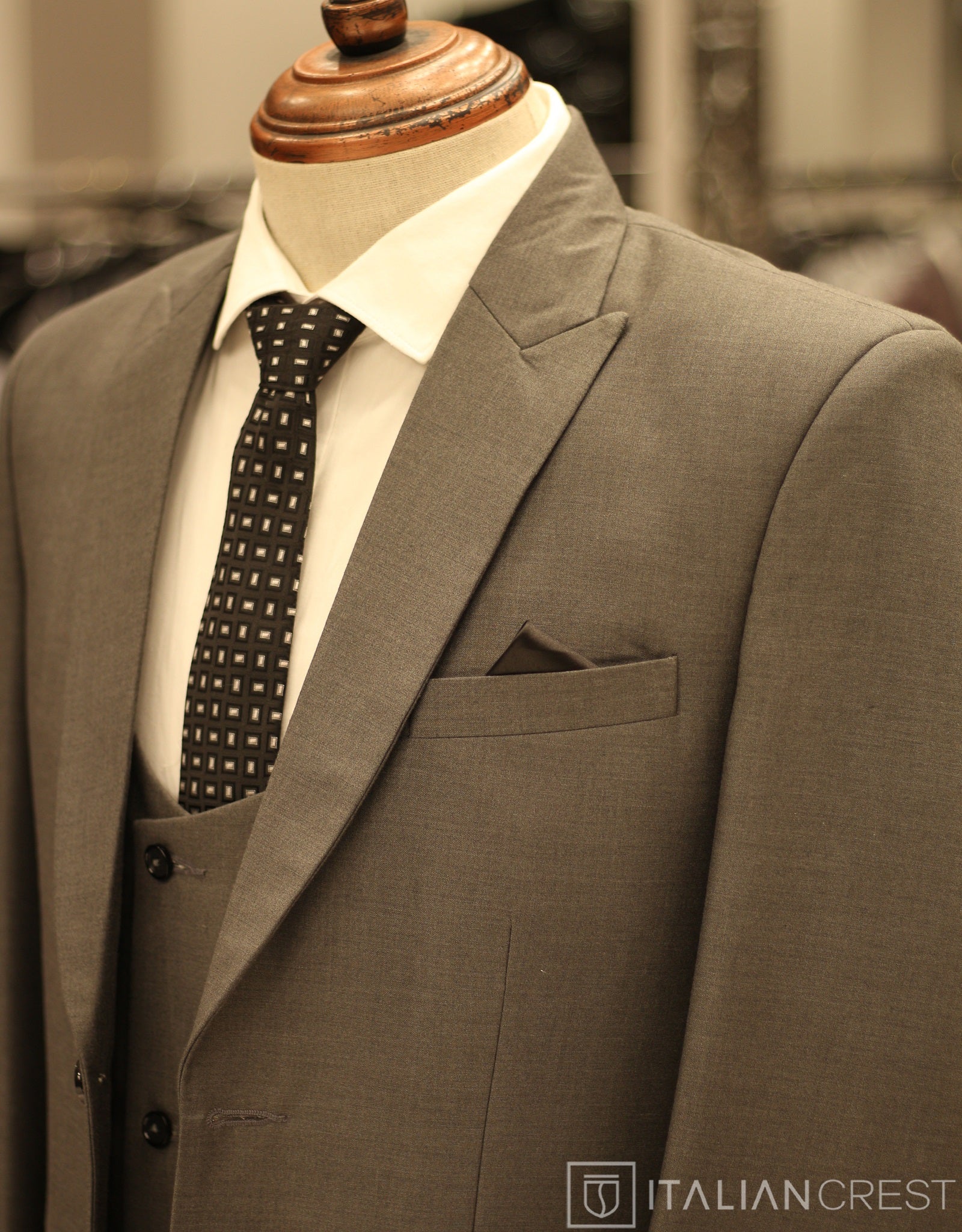 Grey 3-Piece Peak Lapel Suit