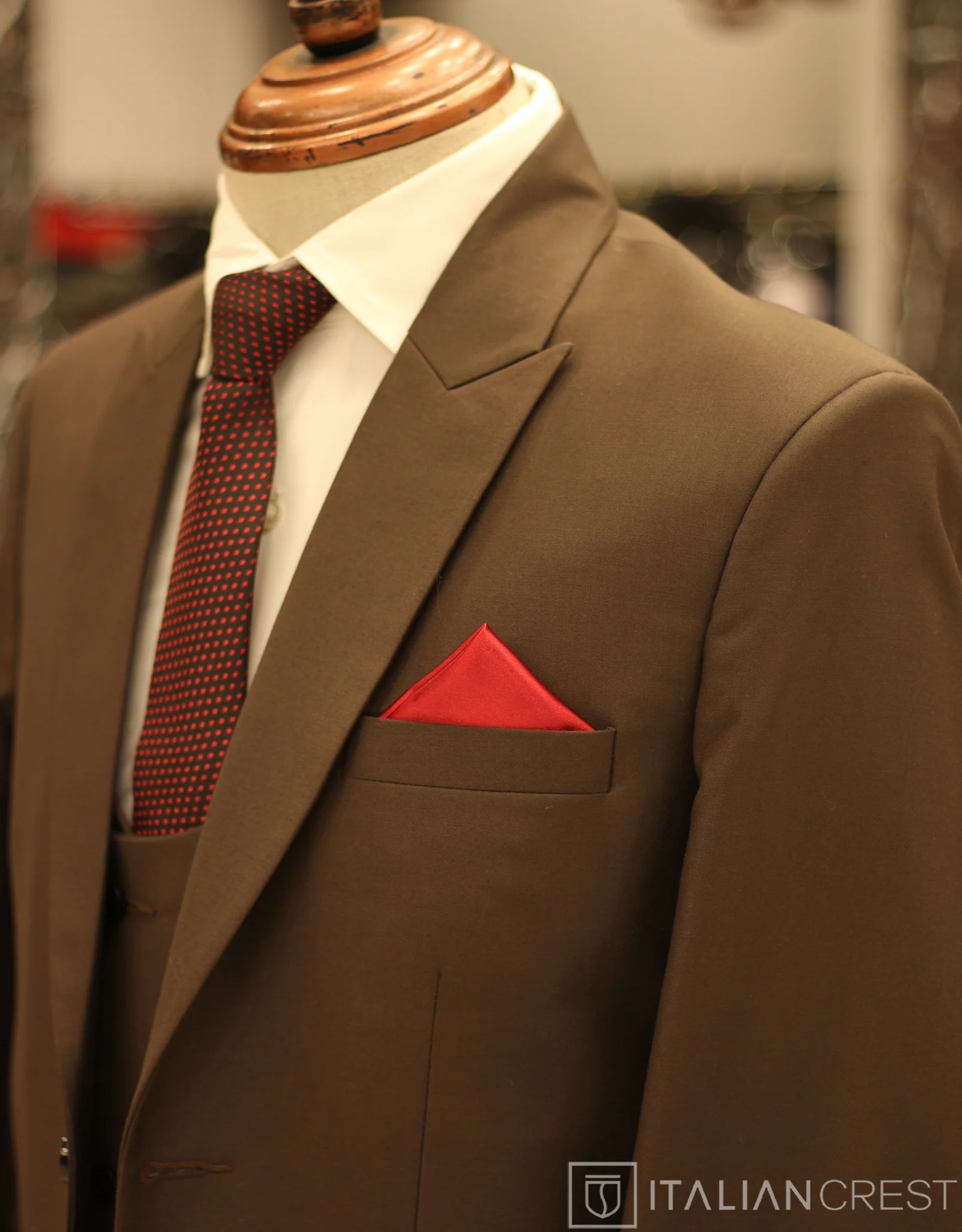 Brown 3-Piece Peak Lapel Suit