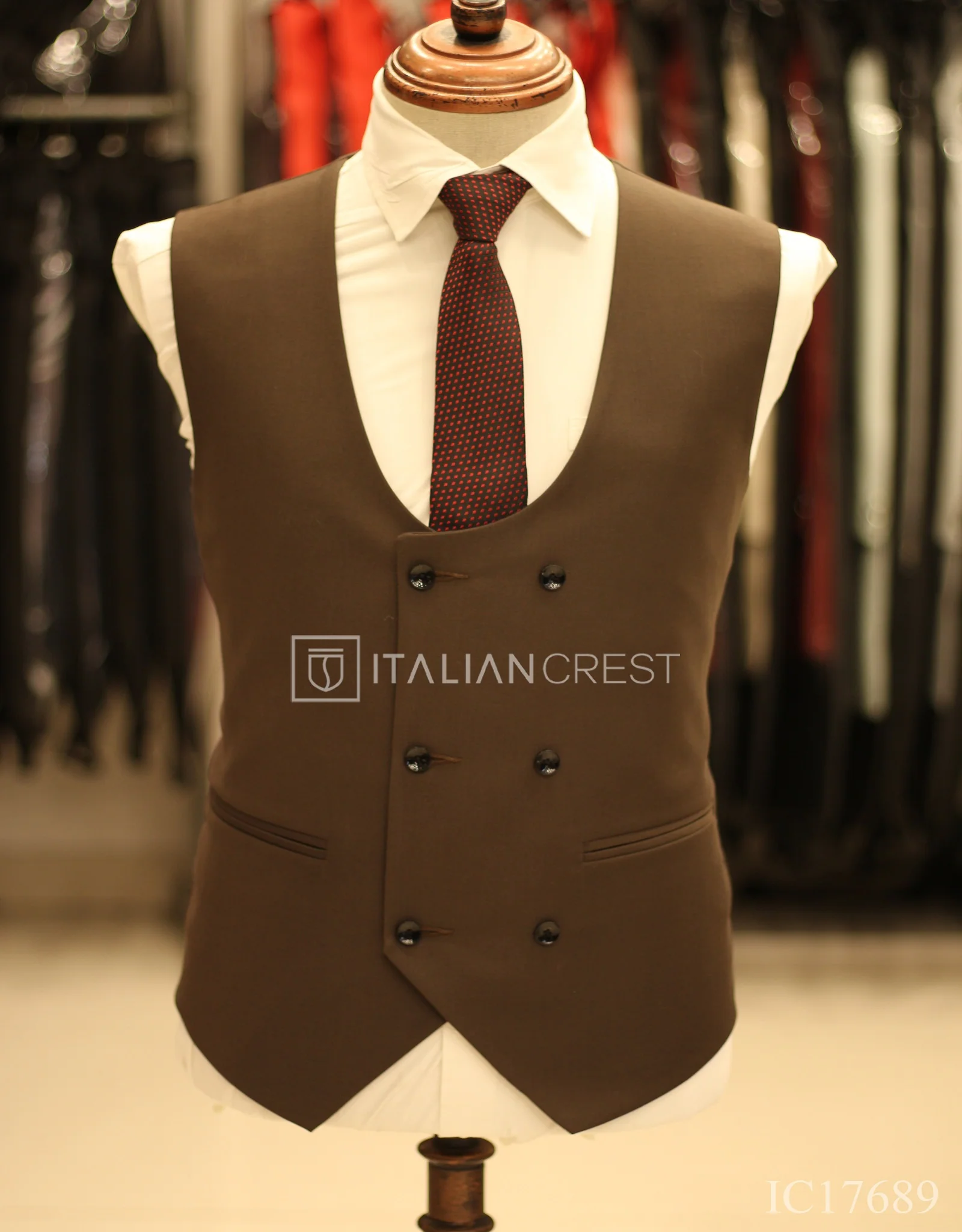 Brown 3-Piece Peak Lapel Suit - Image 2