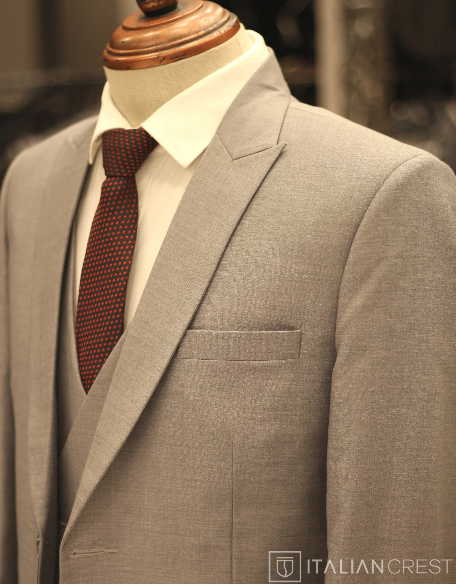 Light Blue 3-Piece Peak Lapel Suit