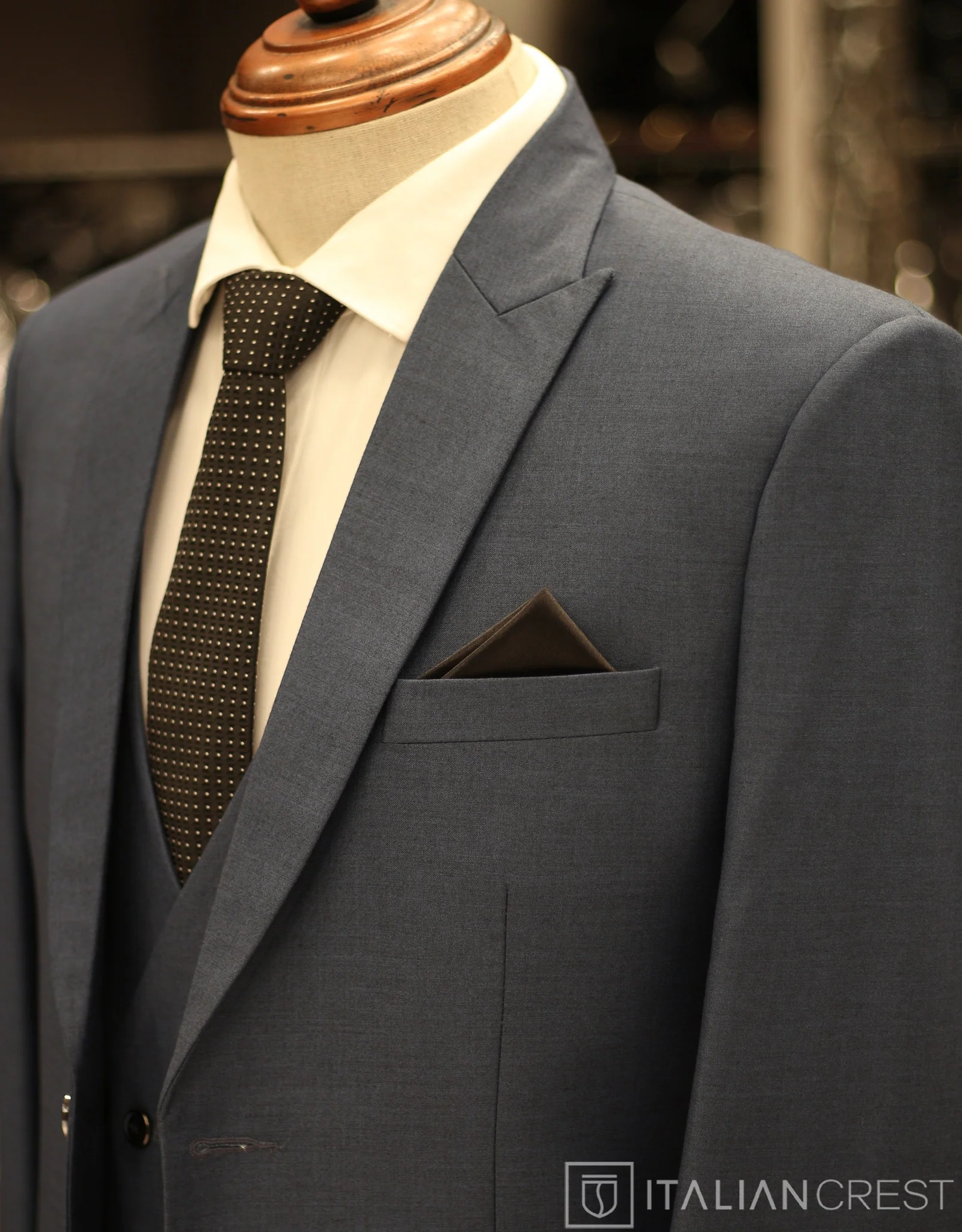 Blue 3-Piece Peak Lapel Suit - Image 2