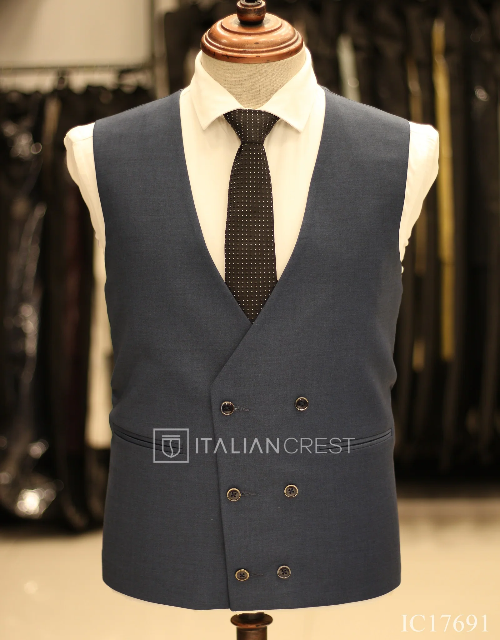 Blue 3-Piece Peak Lapel Suit - Image 4