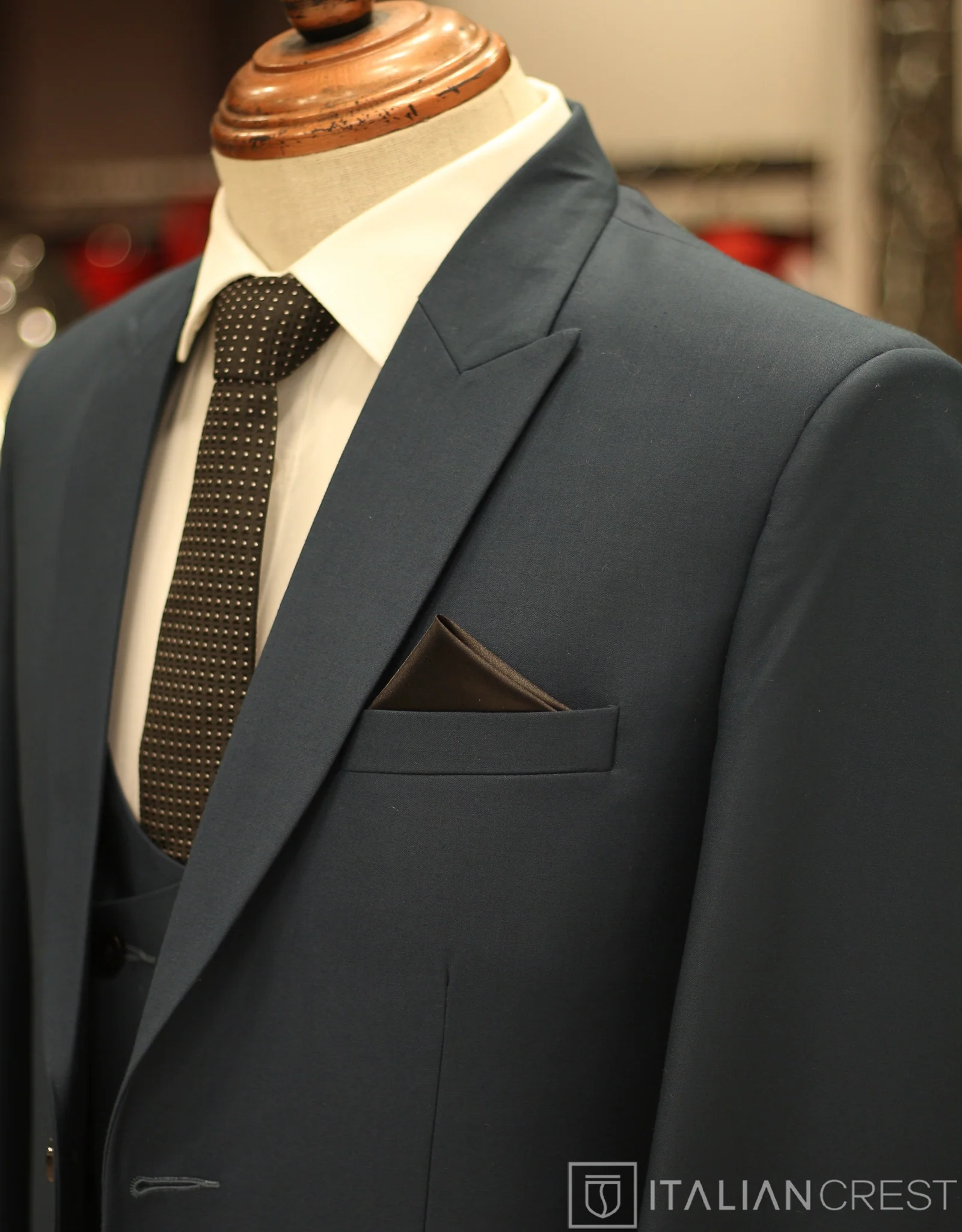 Blue 3-Piece Peak Lapel Suit