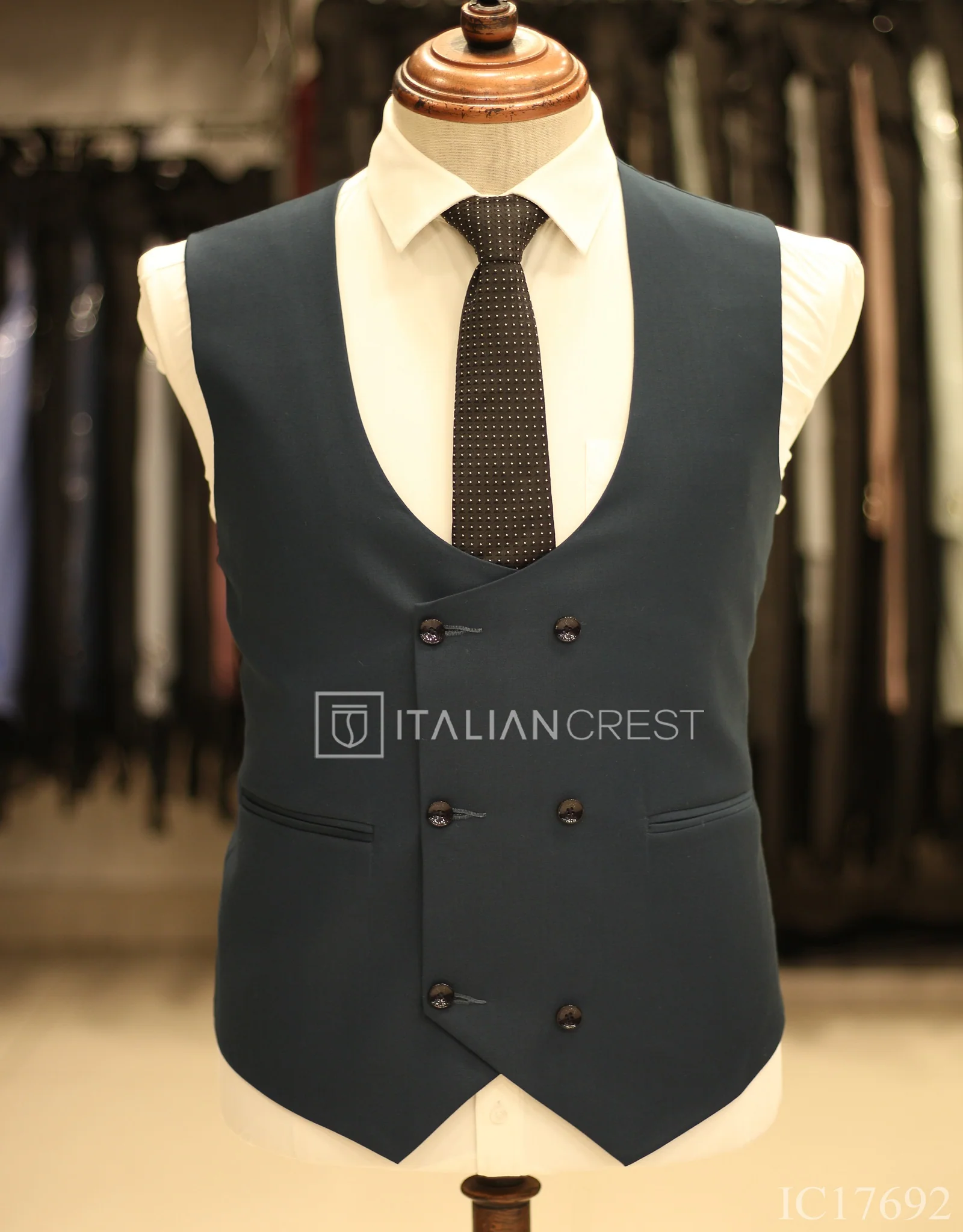 Blue 3-Piece Peak Lapel Suit - Image 2