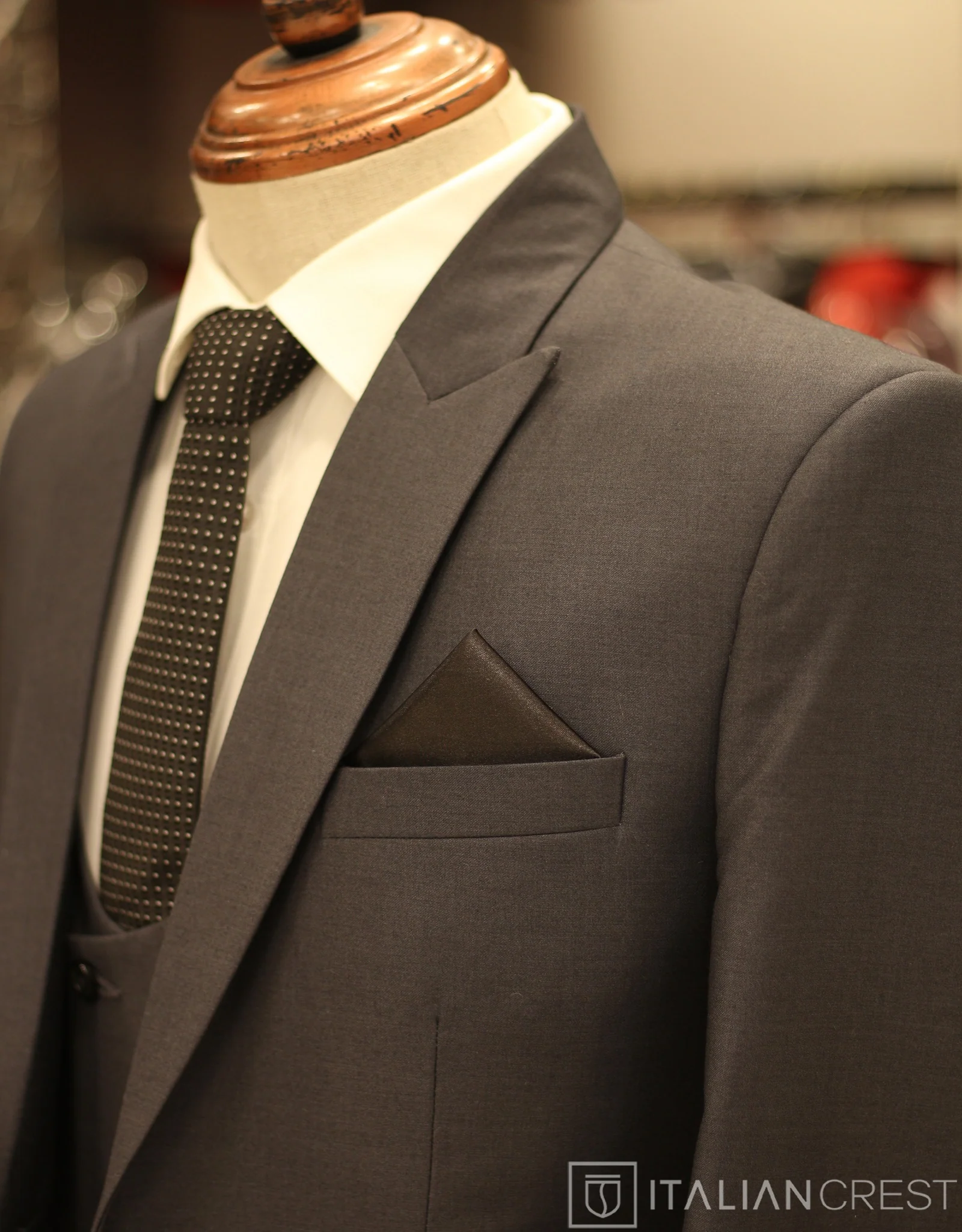 Dark Grey 3-Piece Peak Lapel Suit