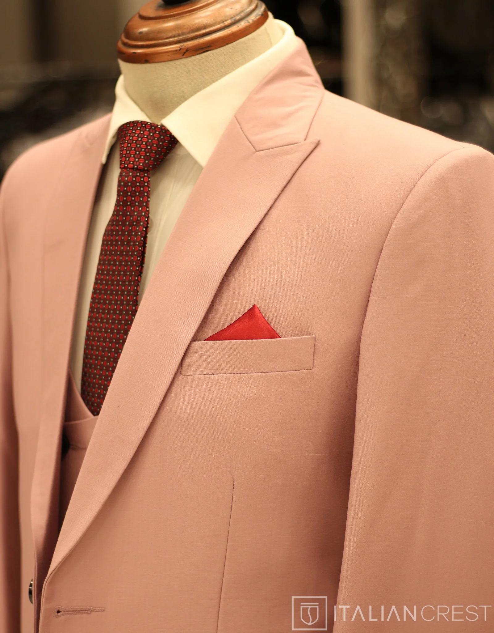 Pink 3-Piece Peak Lapel Suit