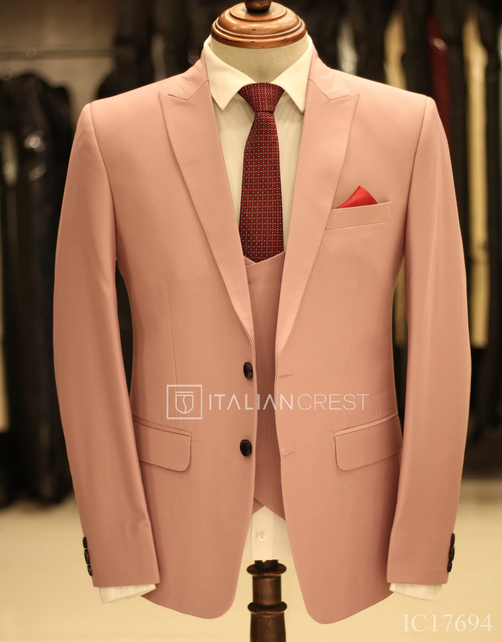 Pink 3-Piece Peak Lapel Suit - Image 3