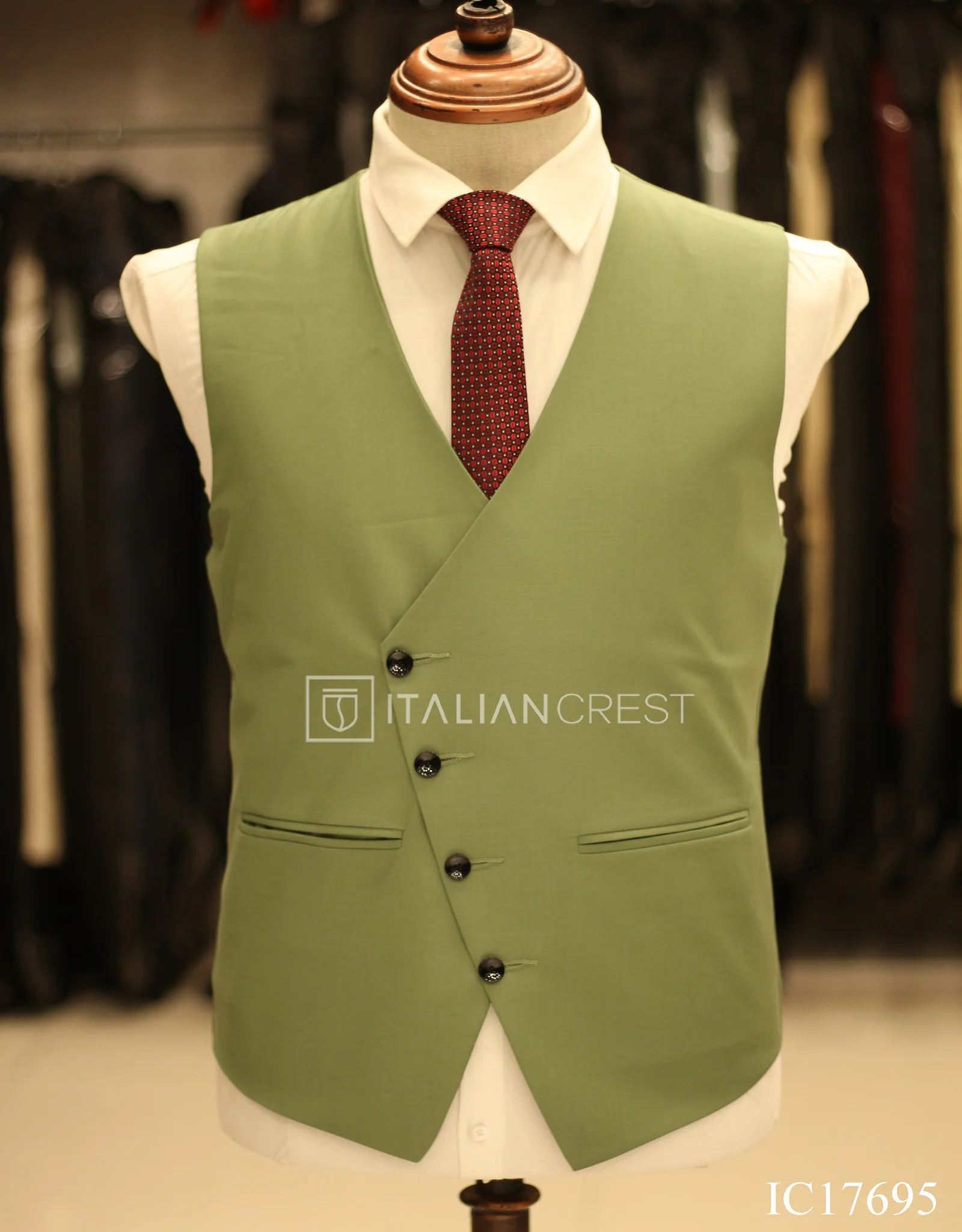 Green 3-Piece Peak Lapel Suit - Image 2