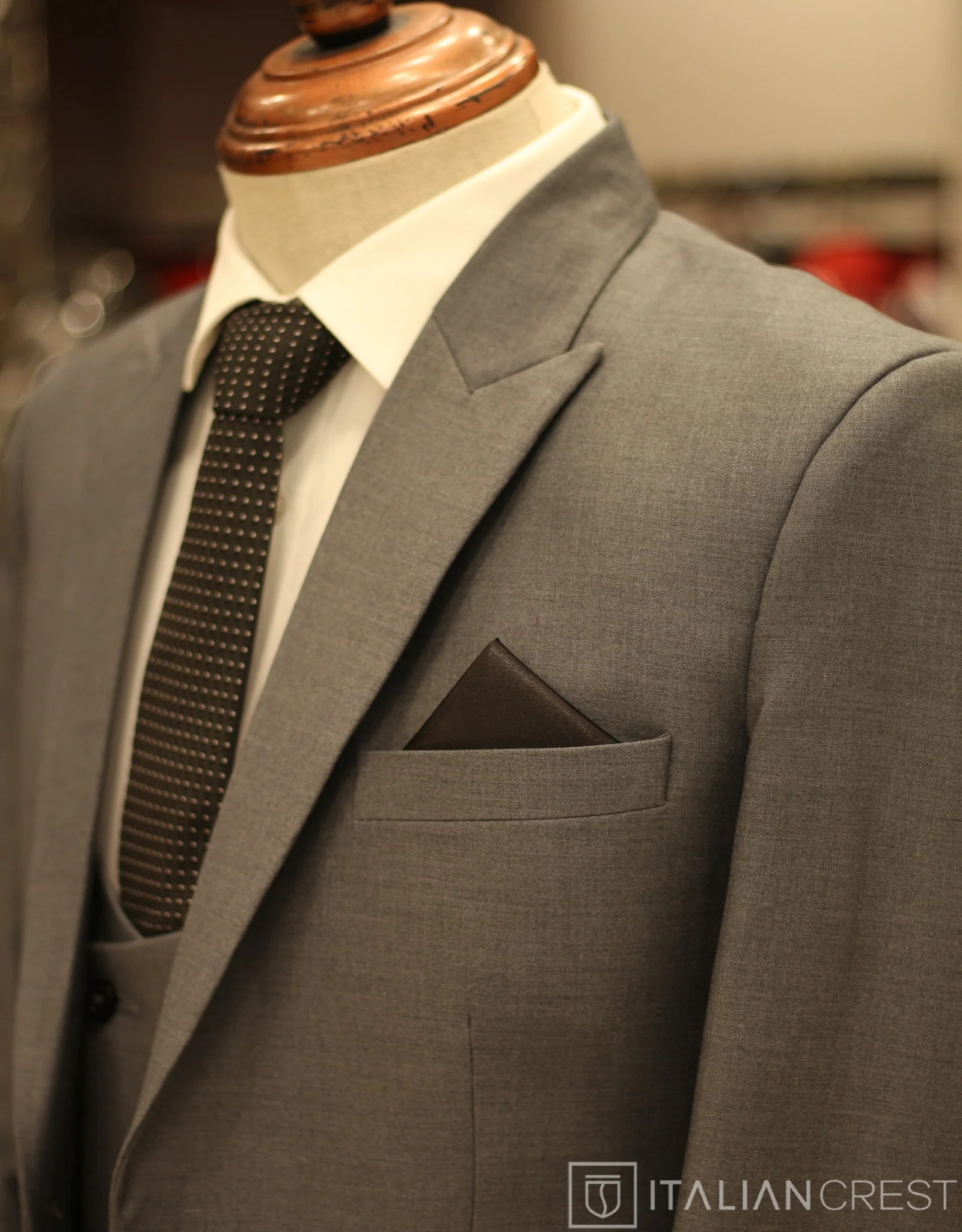 Grey 3-Piece Peak Lapel Suit