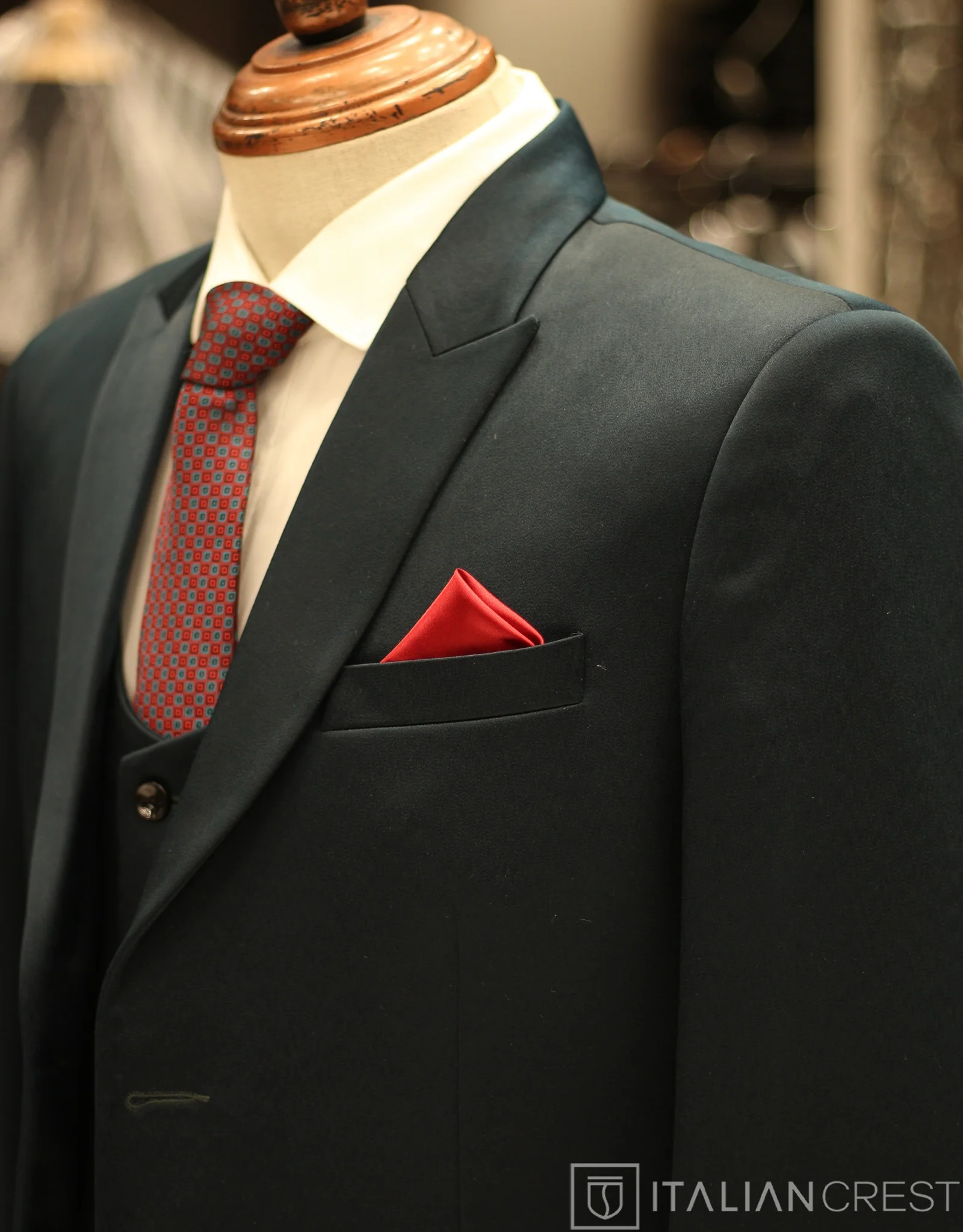 Blue 3-Piece Peak Lapel Suit
