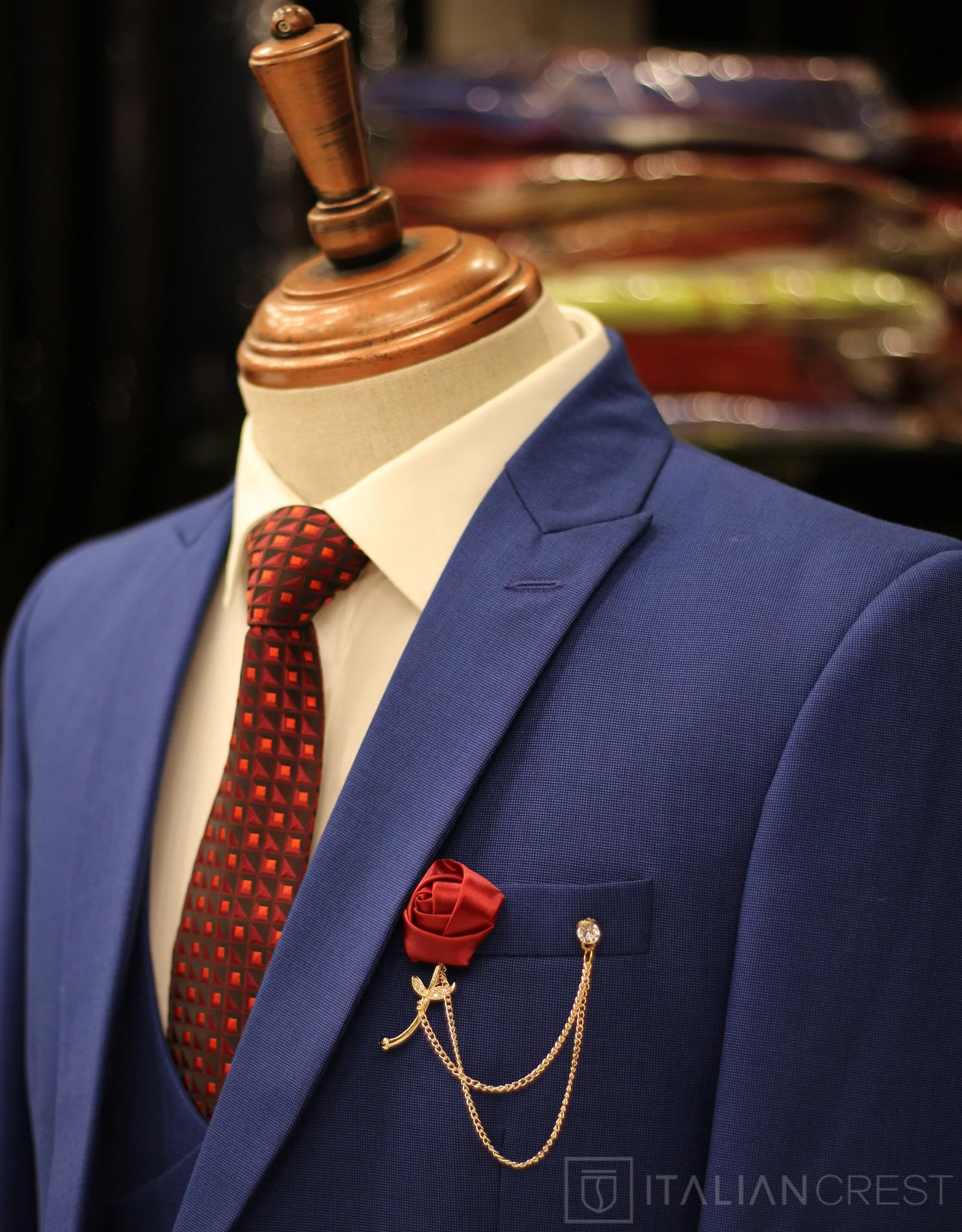 Royal Blue 3-Piece Peak Lapel Suit