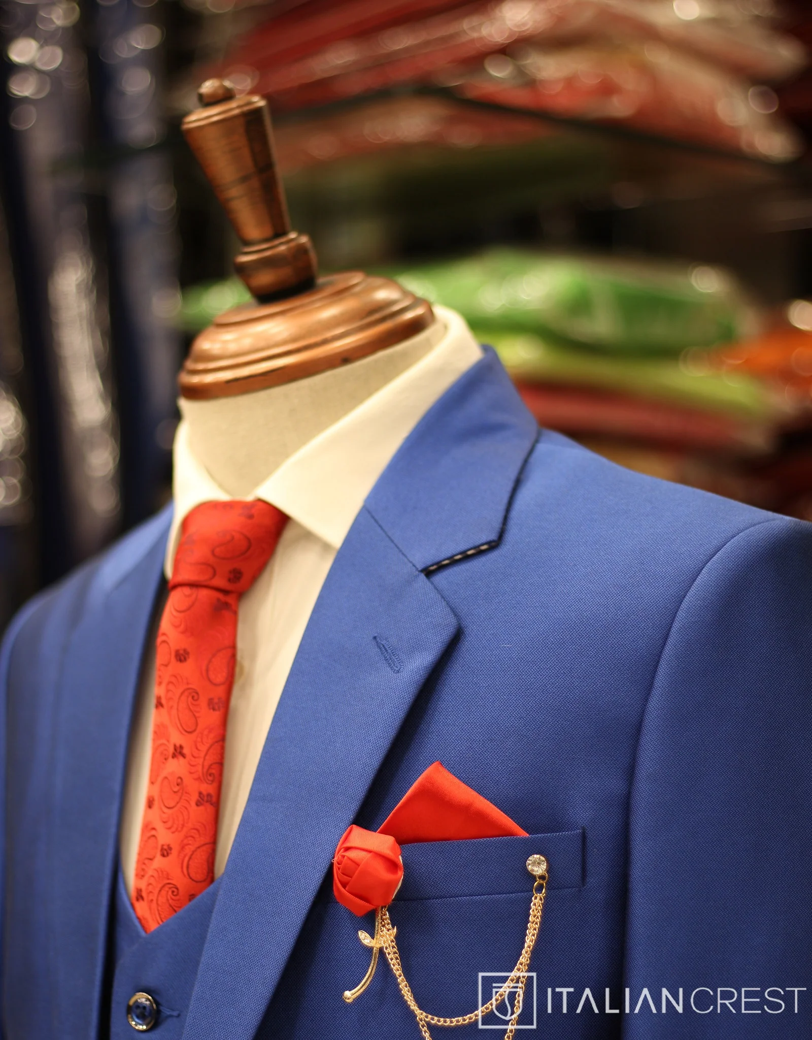 Royal Blue 3-Piece Notch Lapel Suit