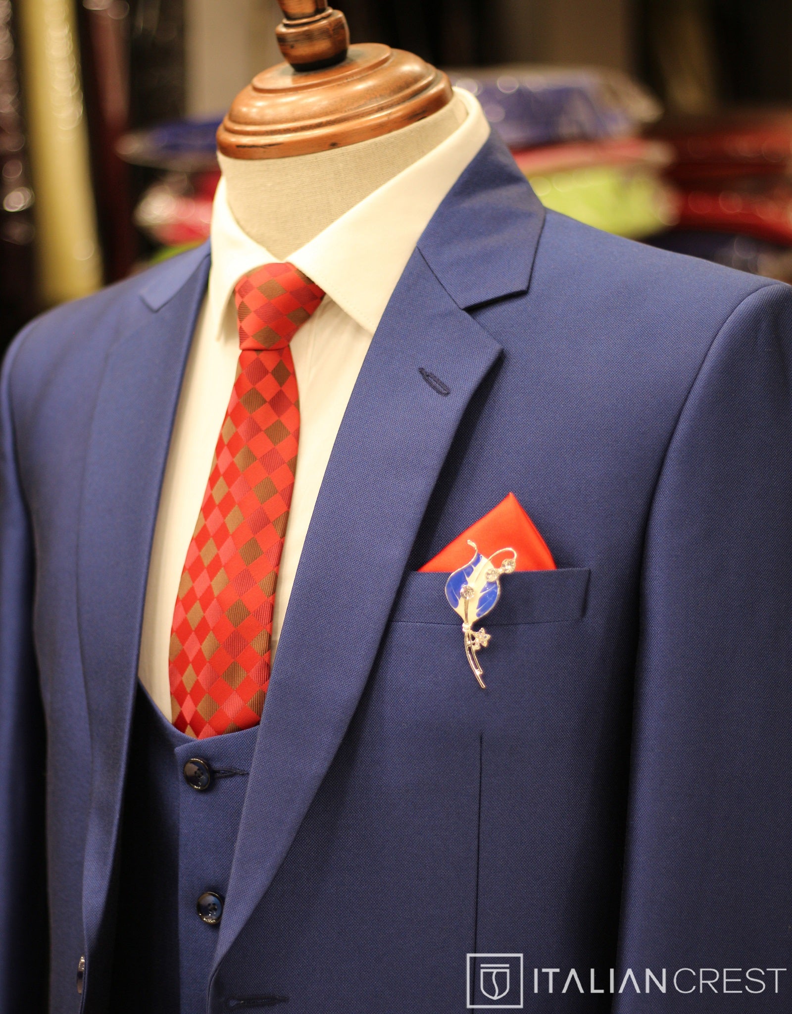 Dark Royal Blue 3-Piece Notch Lapel Suit